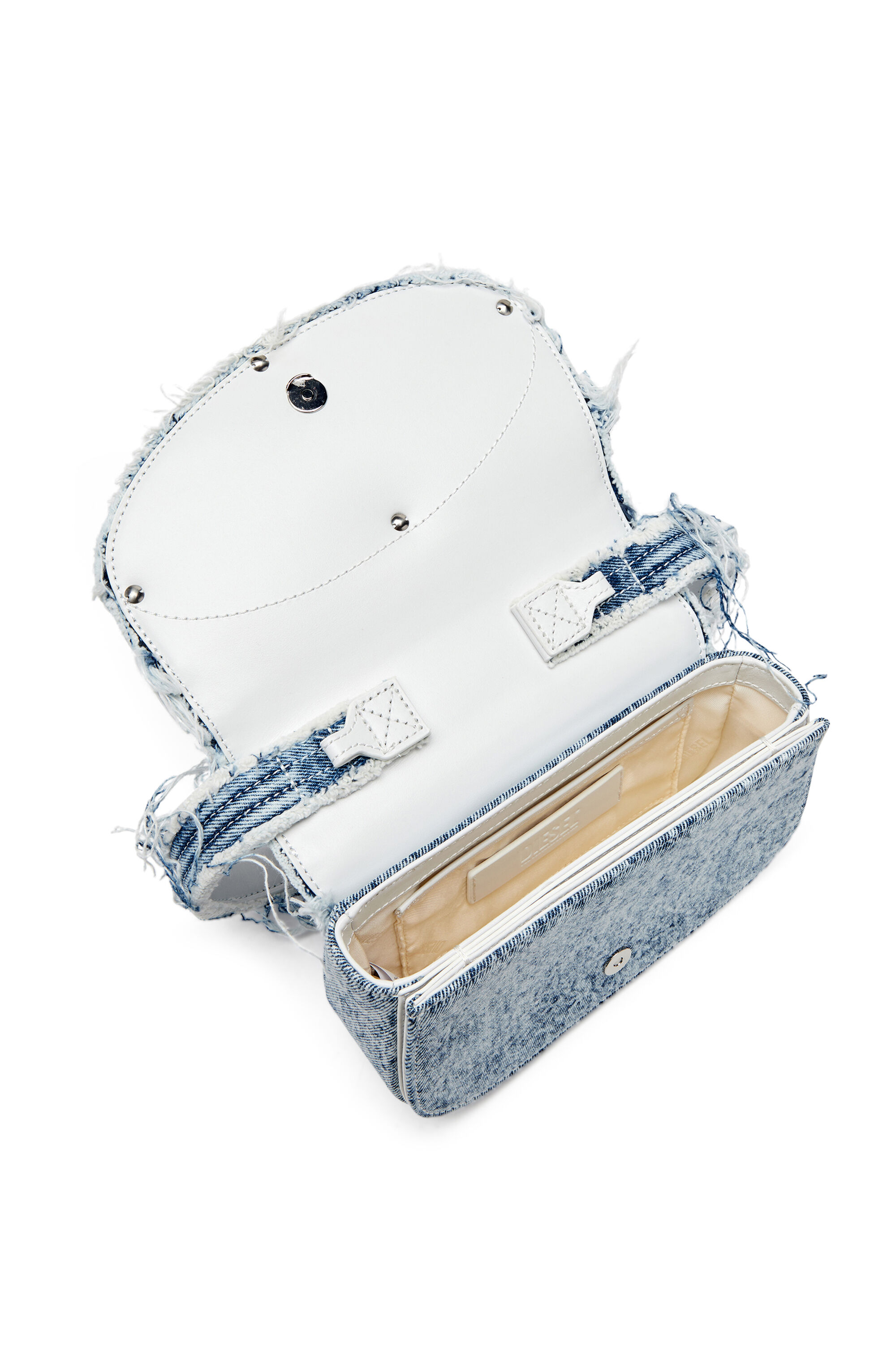 Women's 1DR-Iconic shoulder bag in frayed denim | Blue | Diesel
