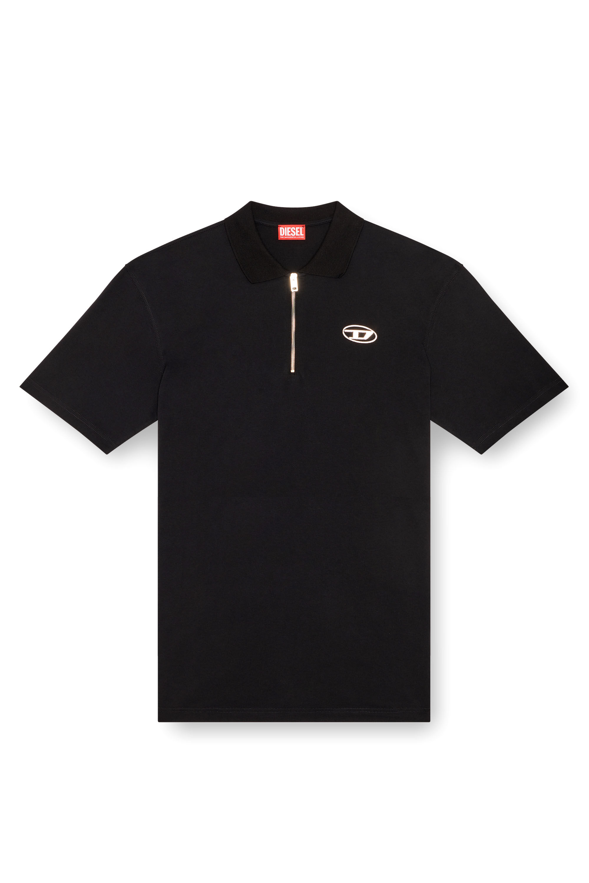 Men s Polo shirt with half zip Black Diesel