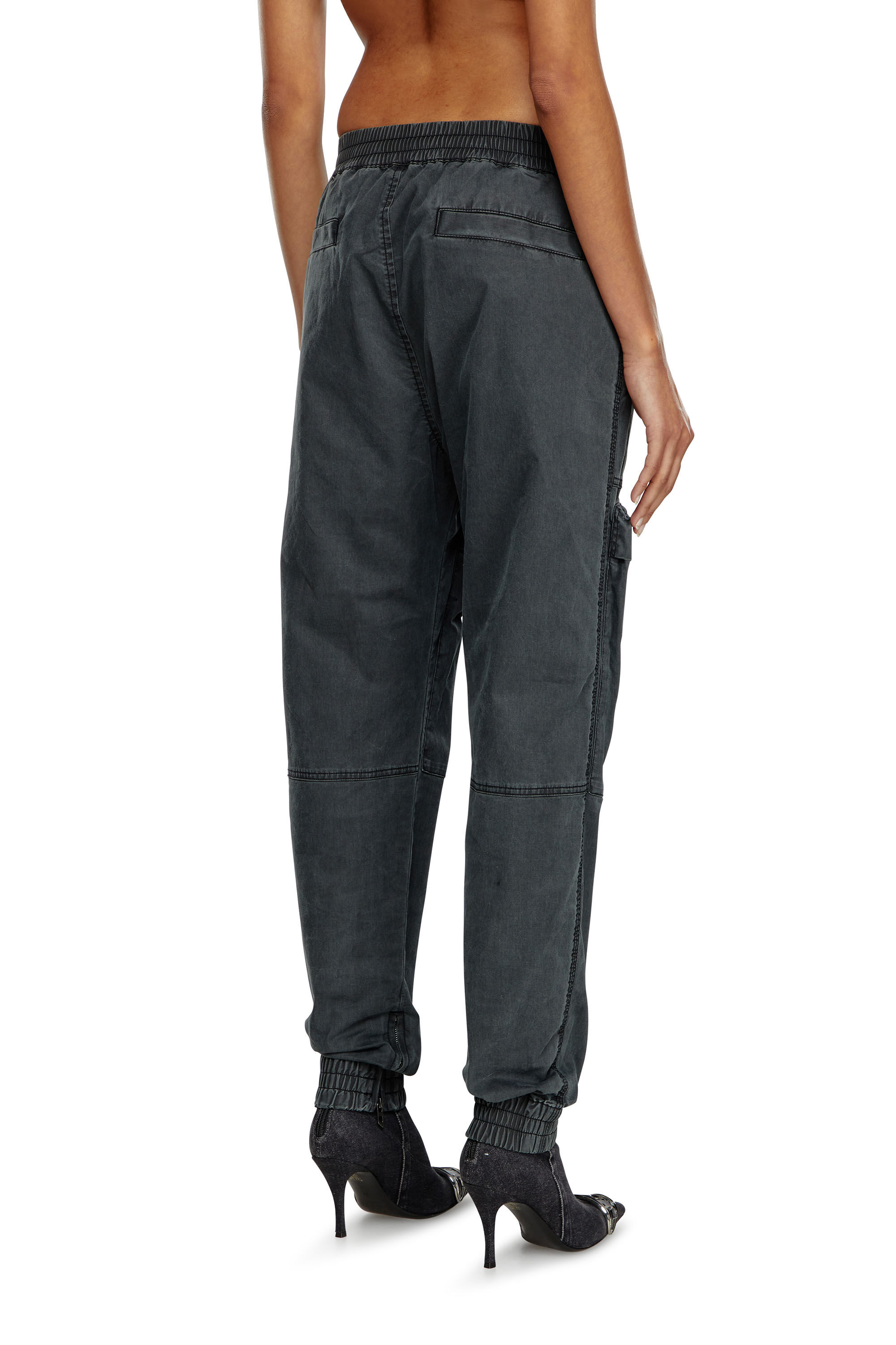 Women s Cargo track pants in micro twill Black Diesel