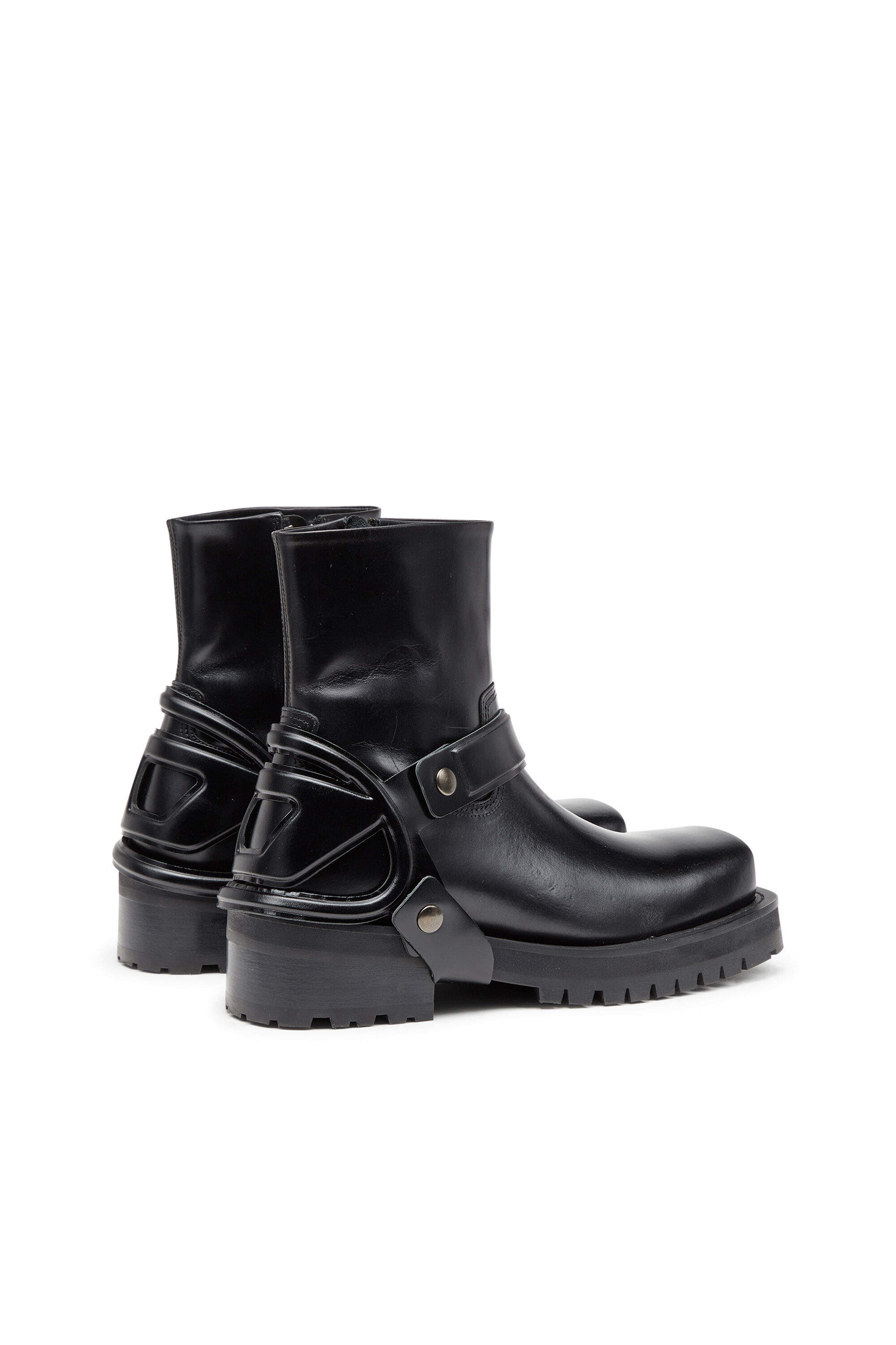 Black leather harness boots outlet