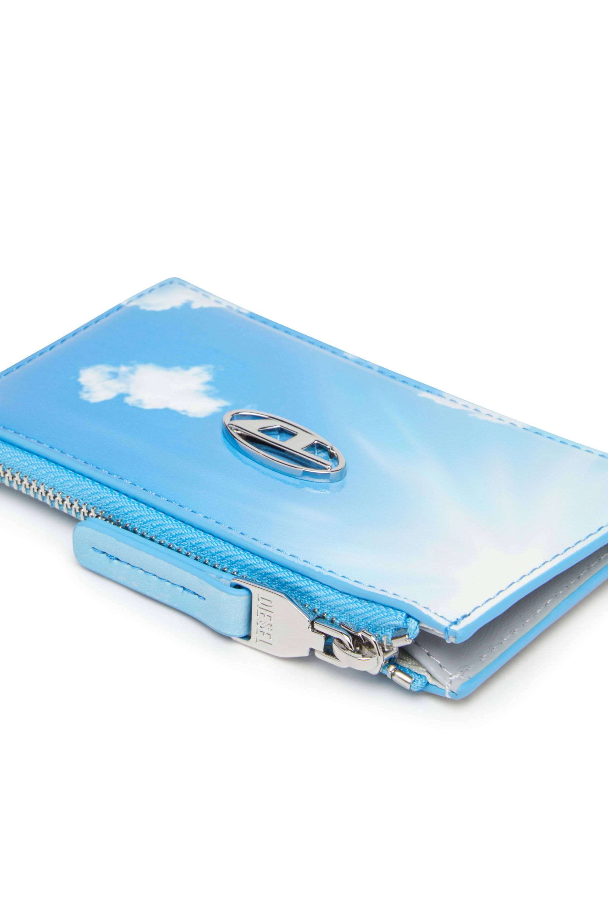 DIESEL☆ Small wallet in printed glossy PU ライトブルー Women's Small wallet in printed glossy PU | Blue | Diesel