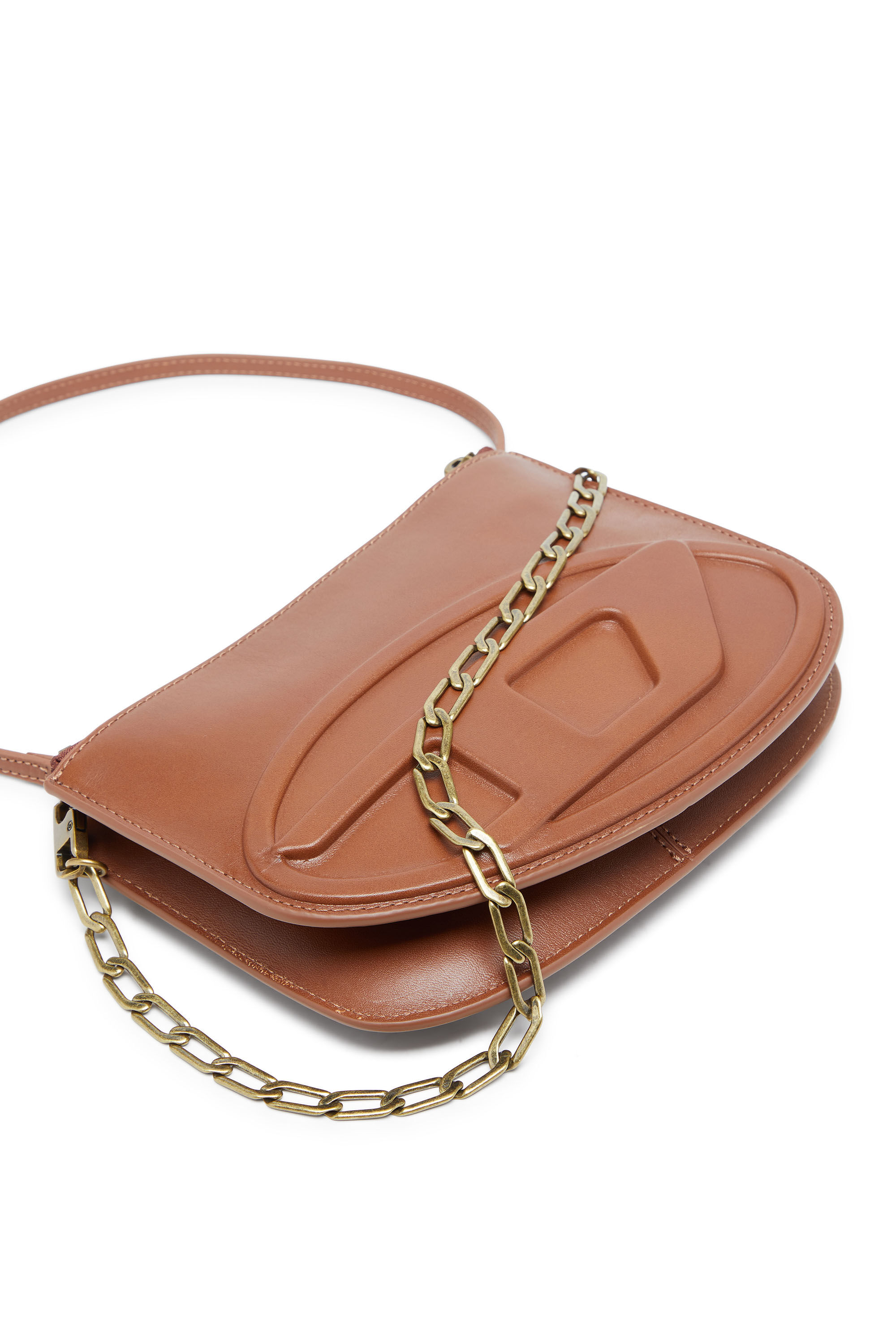 Women's 1DR Twin-Double-pouch shoulder bag in pull-up leather