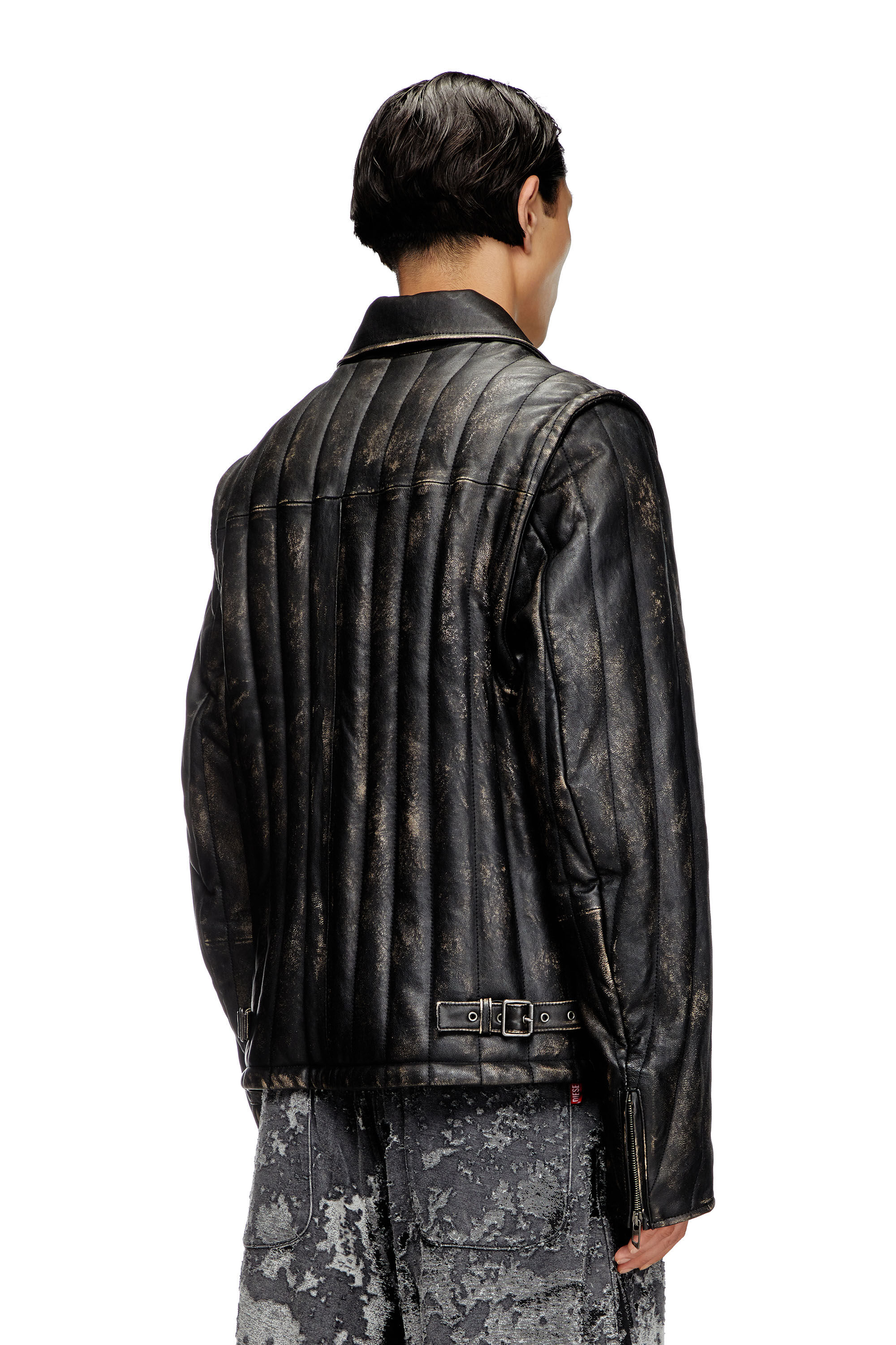 Quilted biker jacket mens best sale
