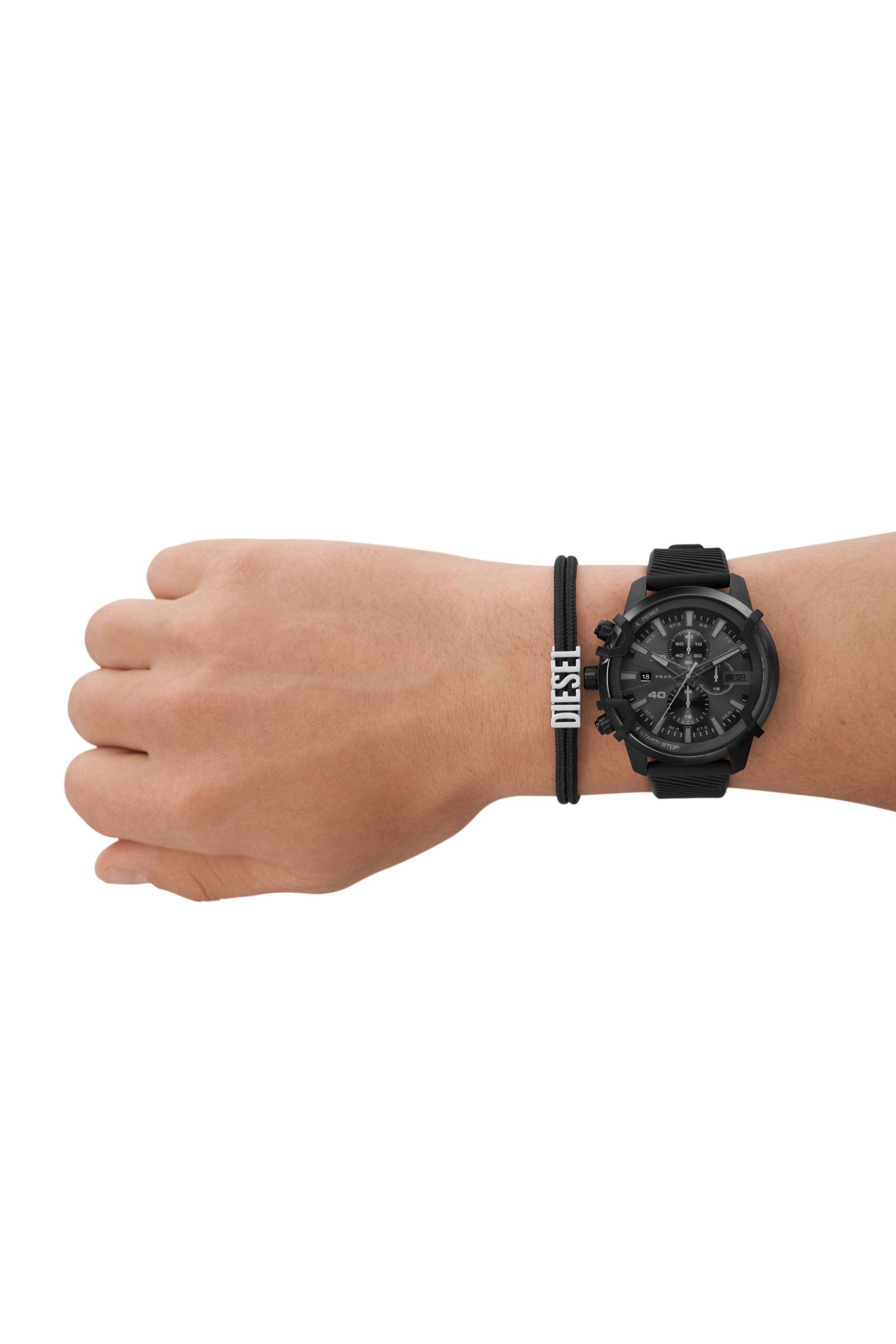 Men s Griffed silicone watch and bracelet set Black Diesel
