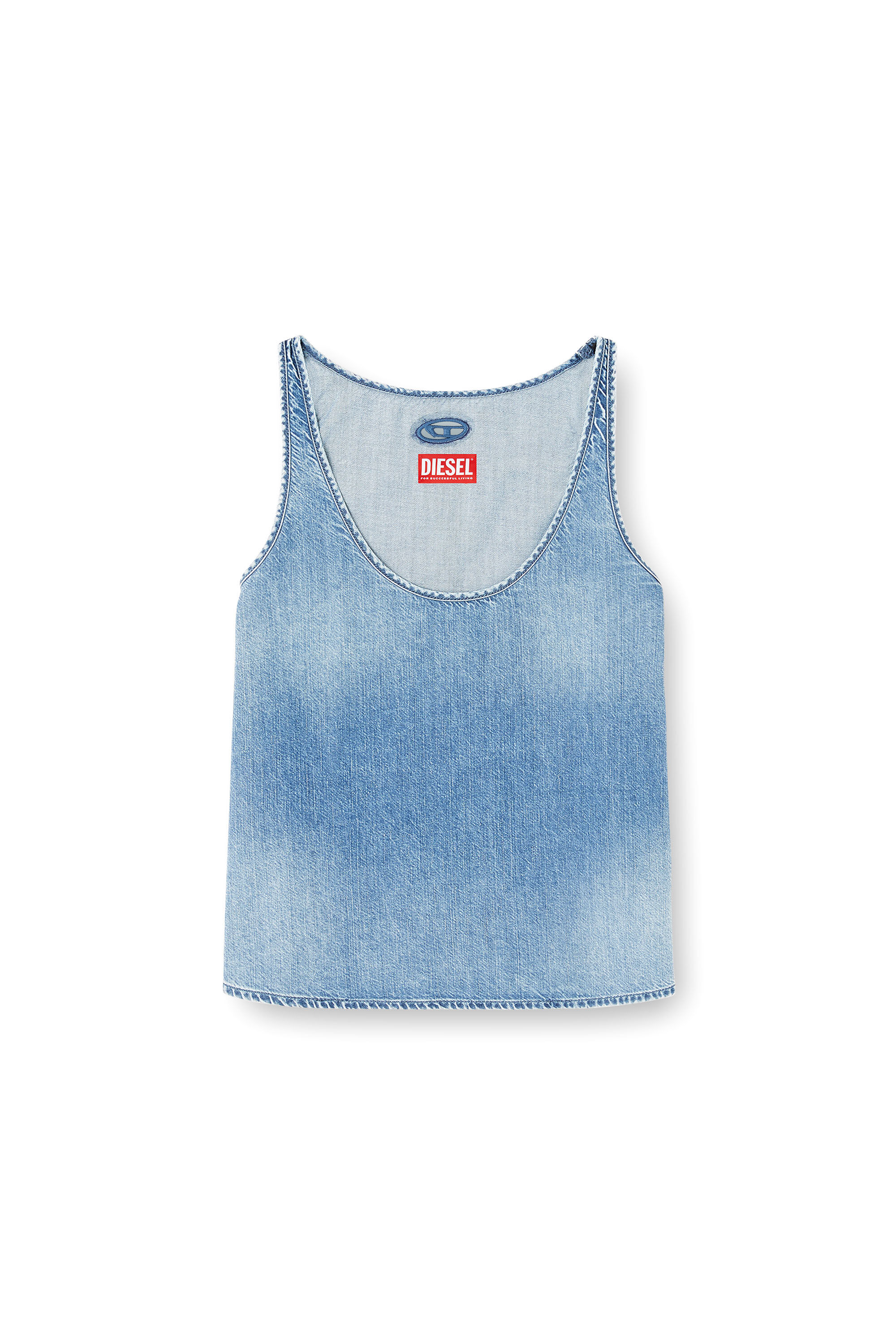 Women's Top in lightweight stonewashed denim | Blue | Diesel