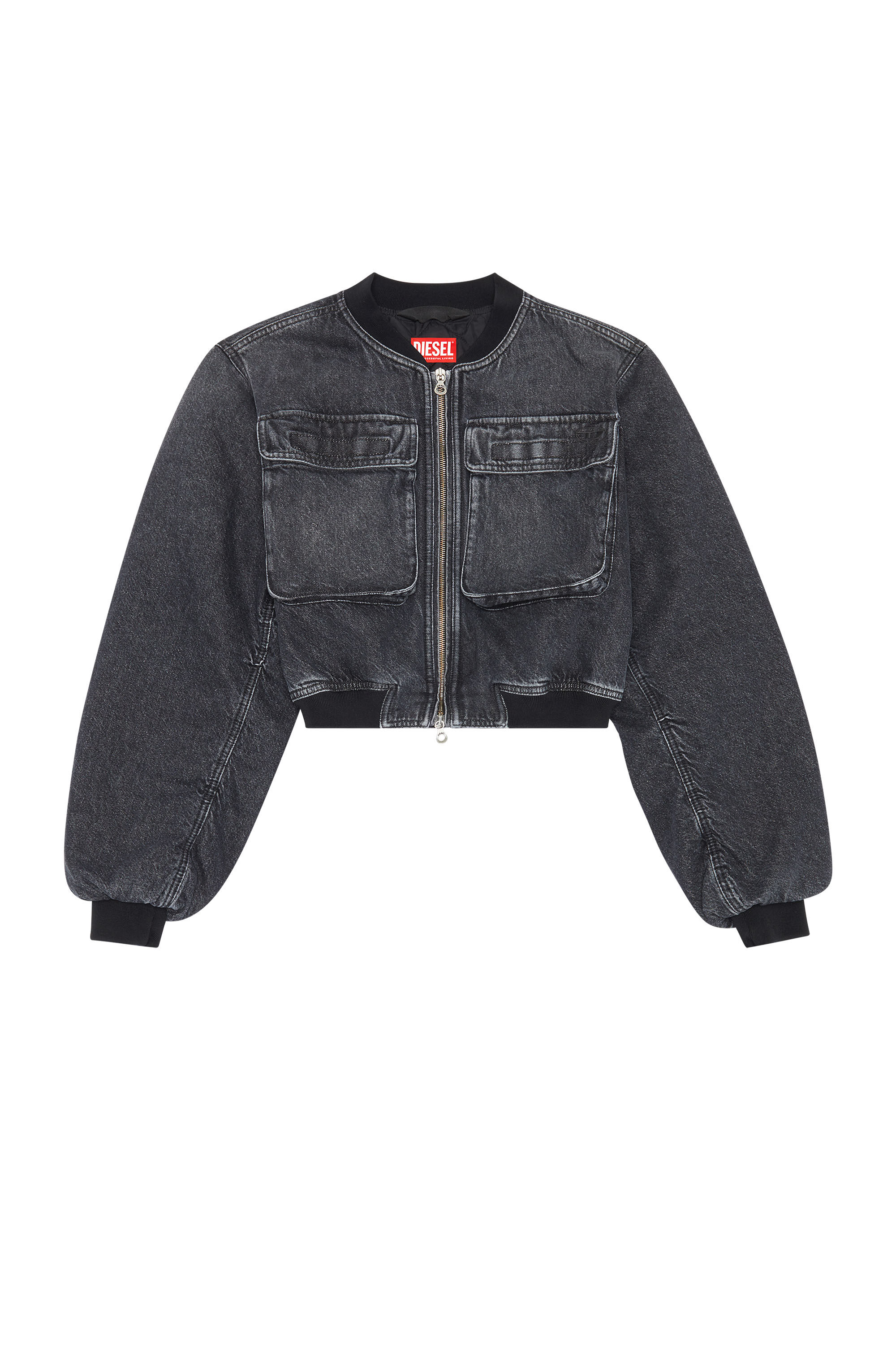 Women s Cropped jacket in fix Denim Black Diesel Denim Set