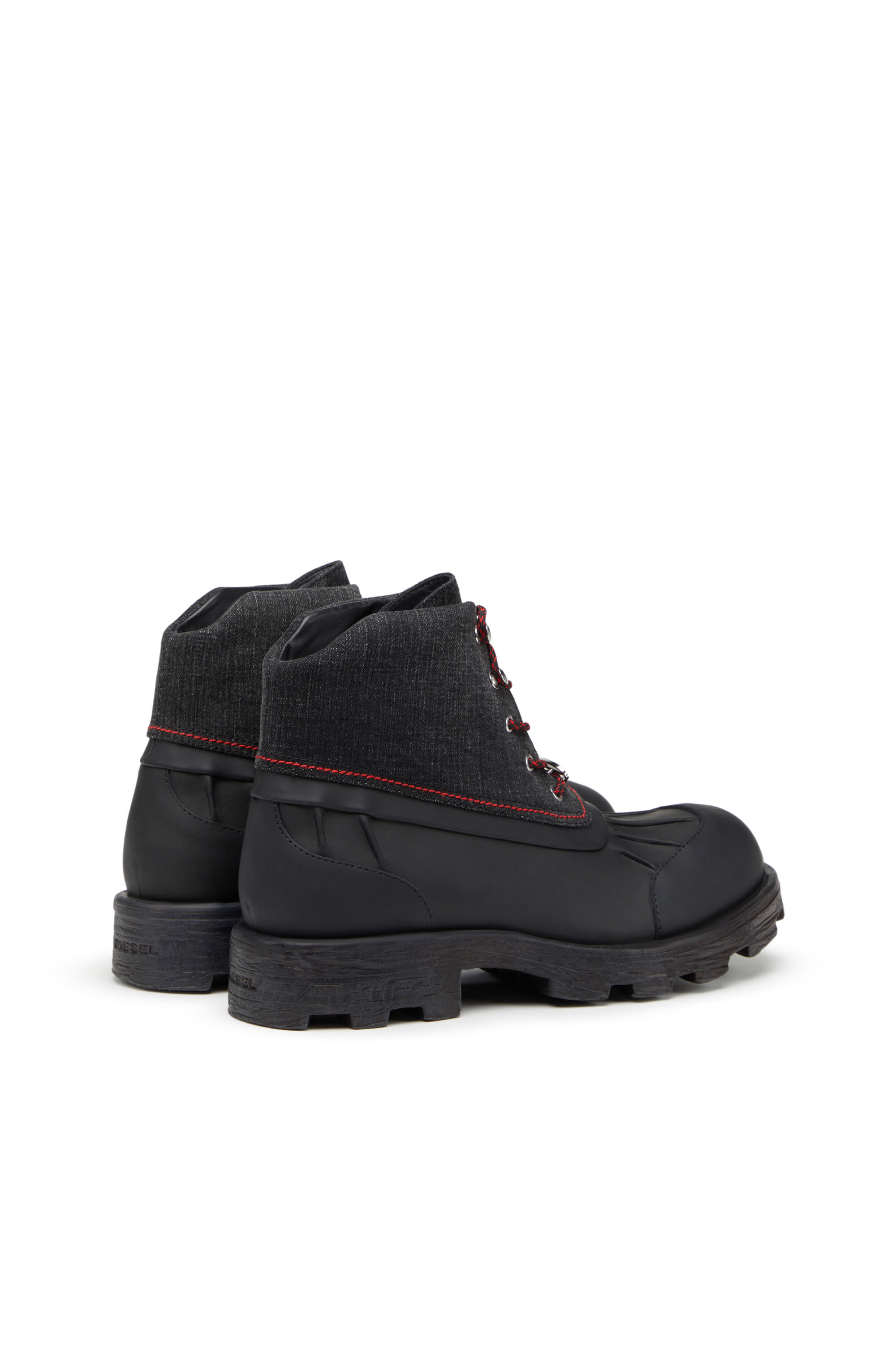 Men s D Hammer ABT D Leather boots with denim collar D HAMMER