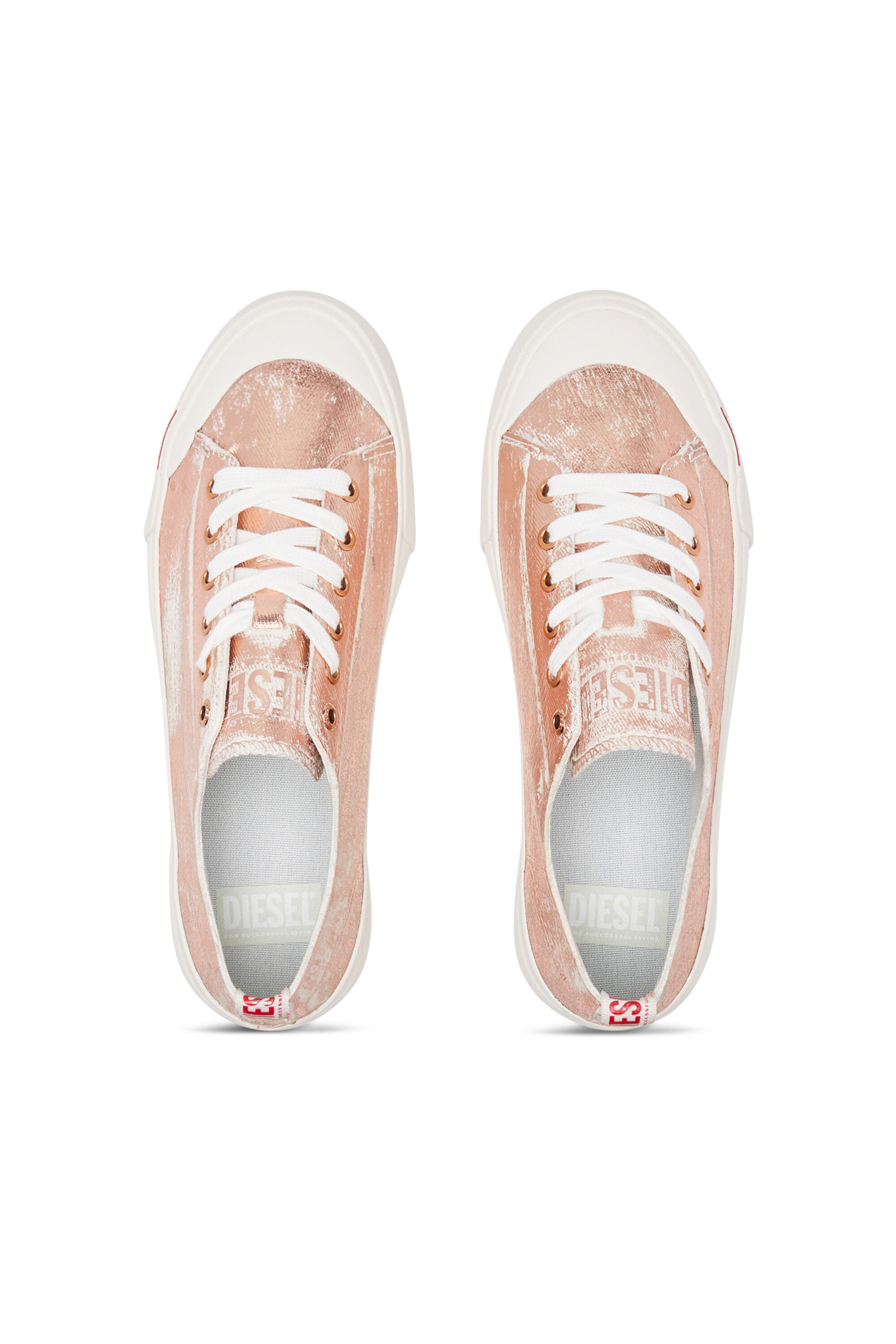 Diesel - S-ATHOS LOW W, Woman S-Athos Low-Distressed sneakers in metallic canvas in Pink - Image 4