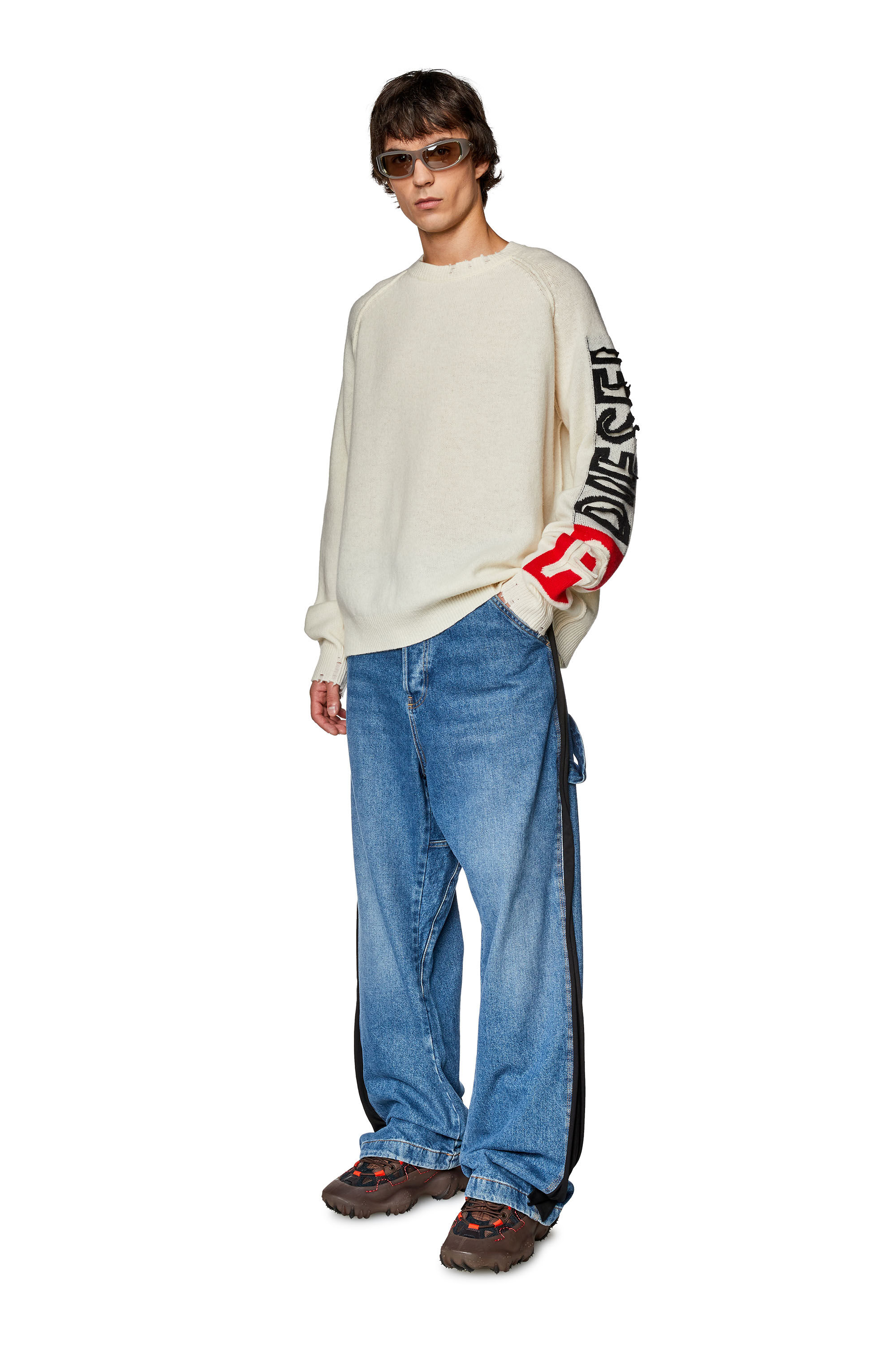 Diesel - K-SARIA, Man Wool sweater with cut-up logo in White - Image 1