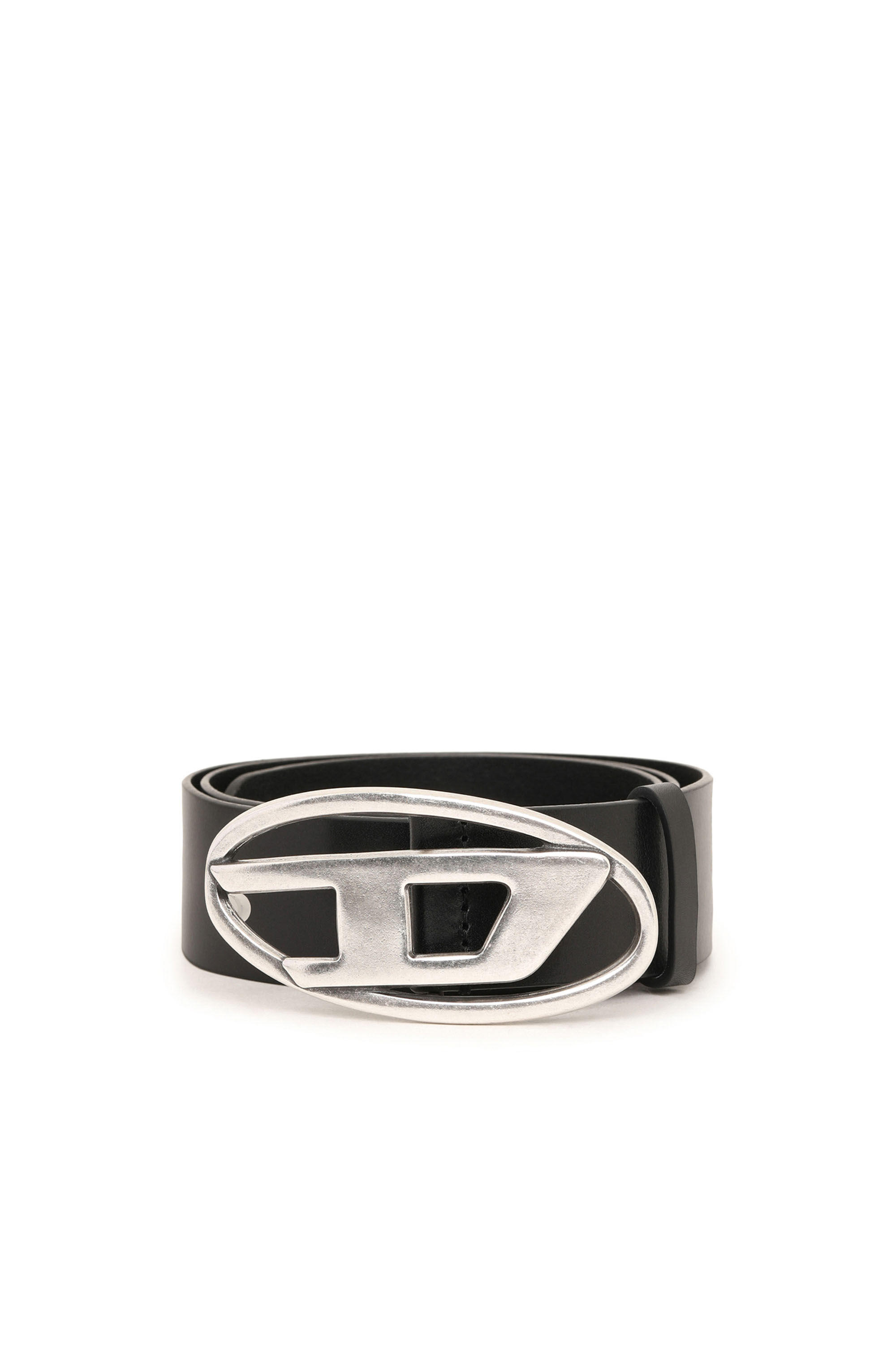 B-1DR: Leather belt with silver D buckle | Diesel