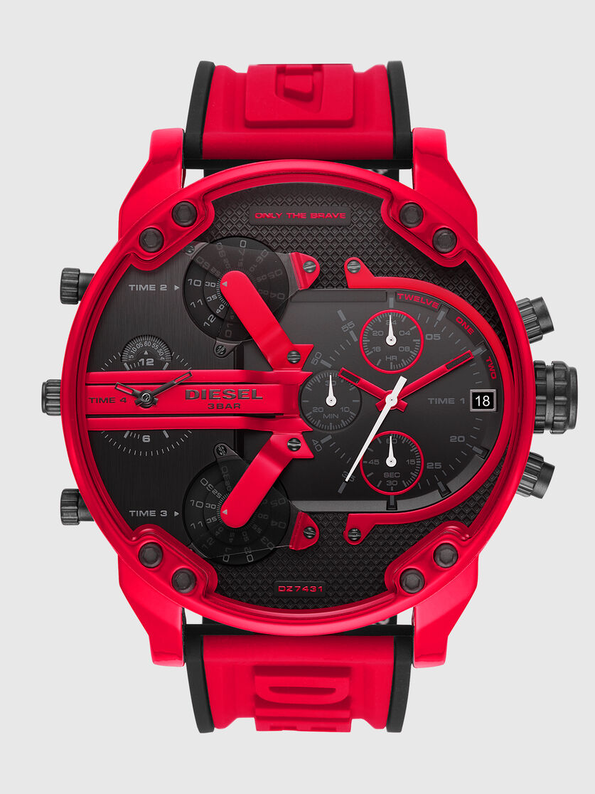 Dz7431 Man Mr Daddy 2 0 Multifunction Red Silicone Watch Diesel