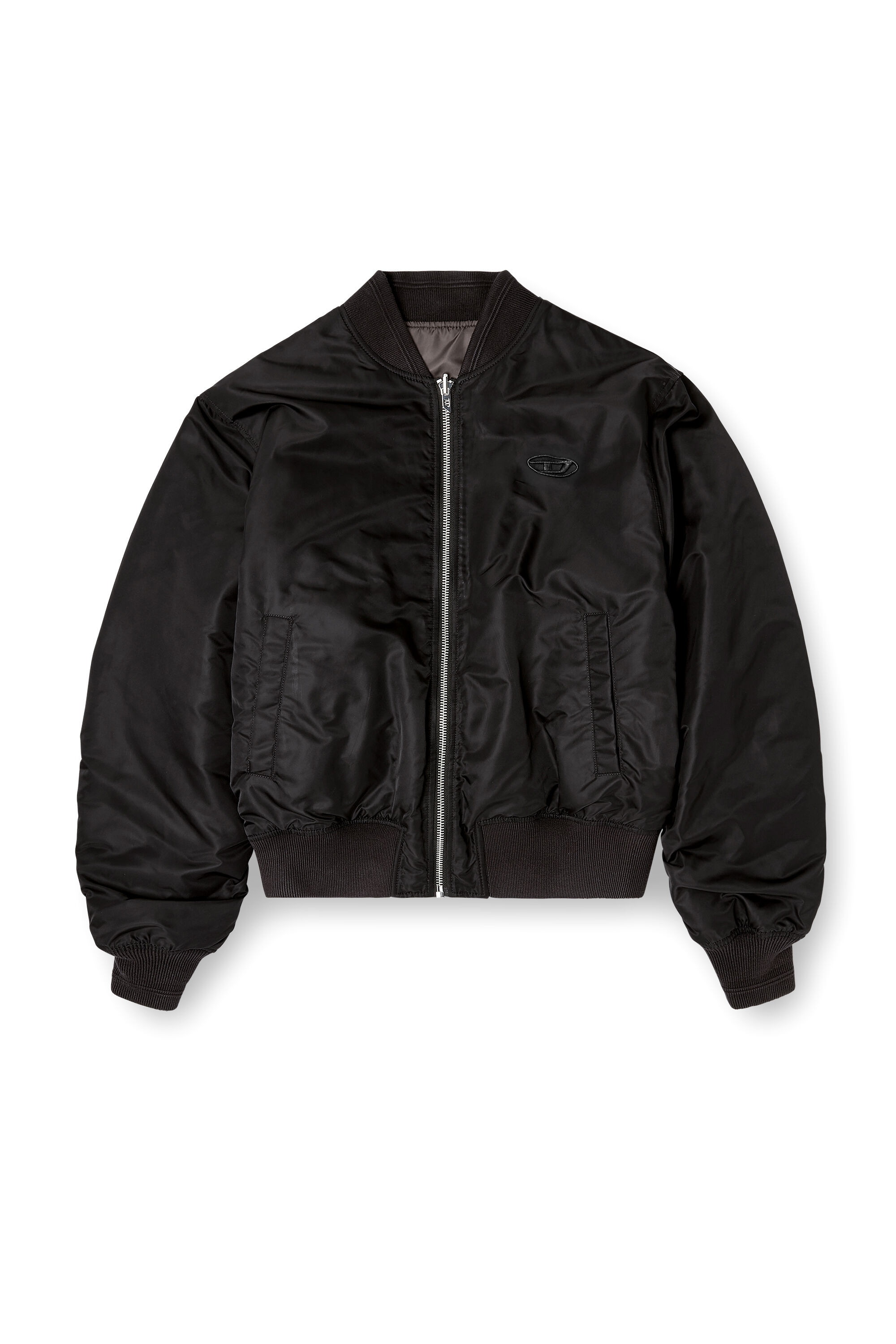 Men's Padded bomber jacket with Oval D embroidery | Black | Diesel GB