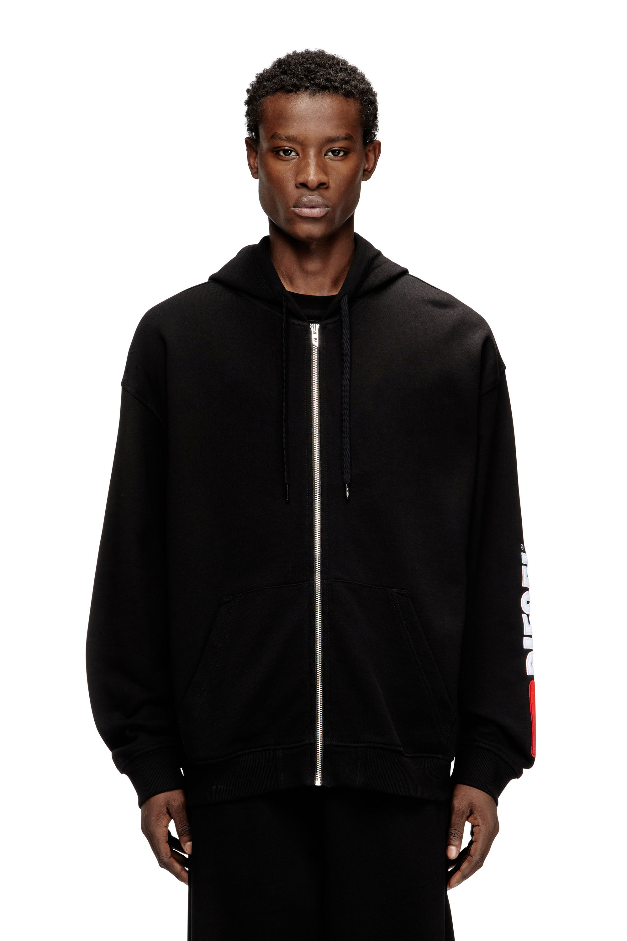 Men's Hoodie with logo patch embroidery | Black | Diesel