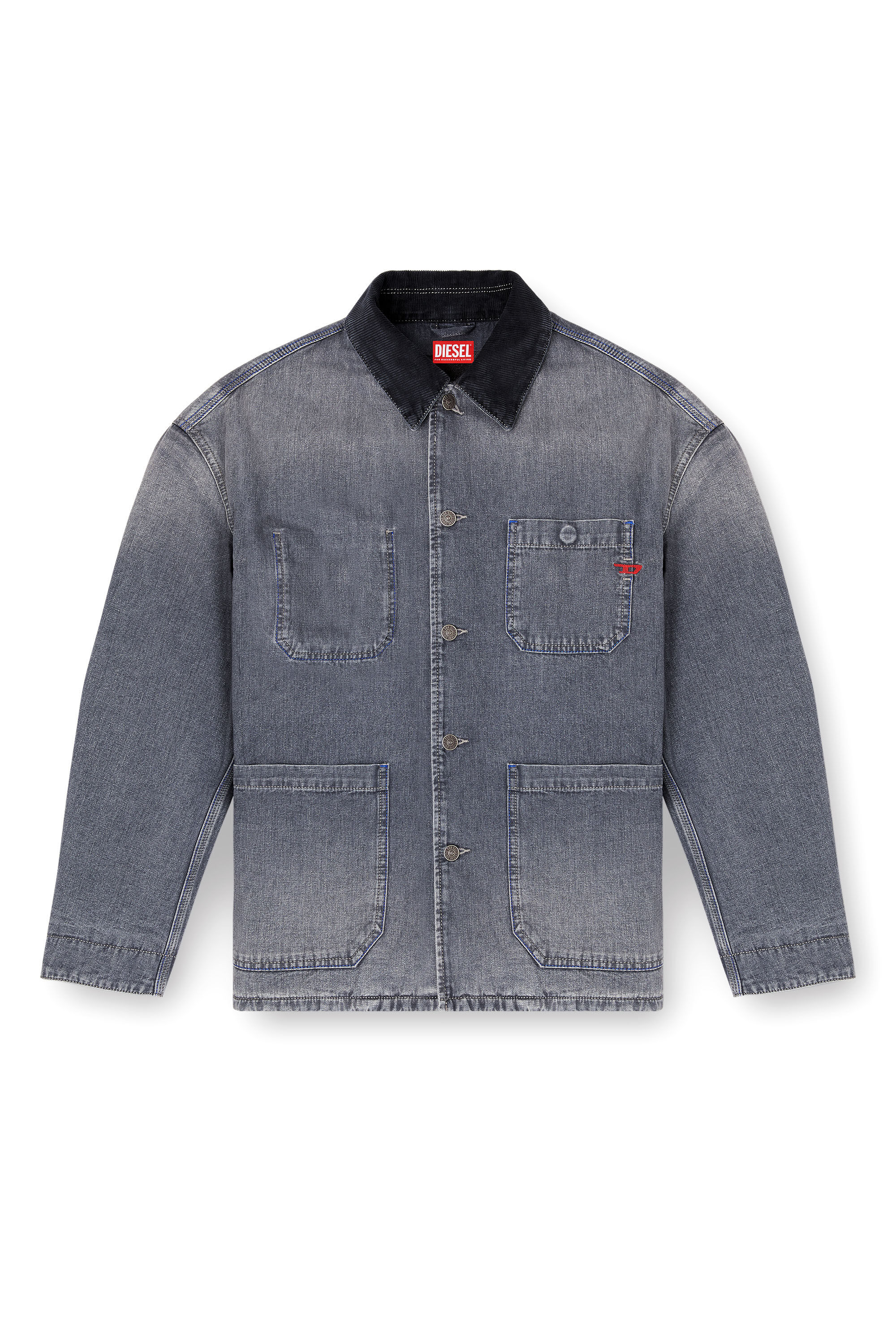 DIESEL グレー デニムジャケット Women's Utility-style denim jacket with contrasting collar | Grey