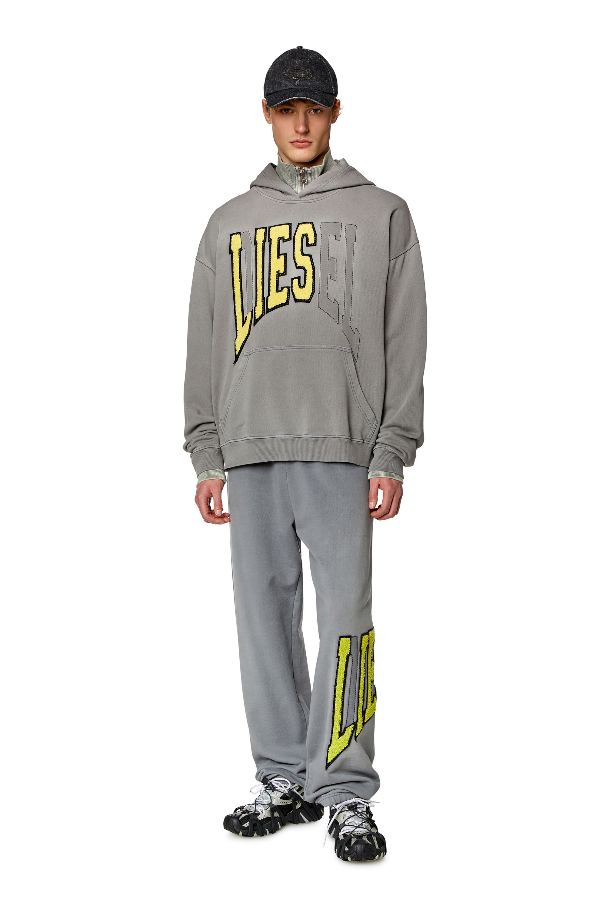Diesel - S-BOXT-HOOD, Man's College hoodie with LIES patches in Grey - 1