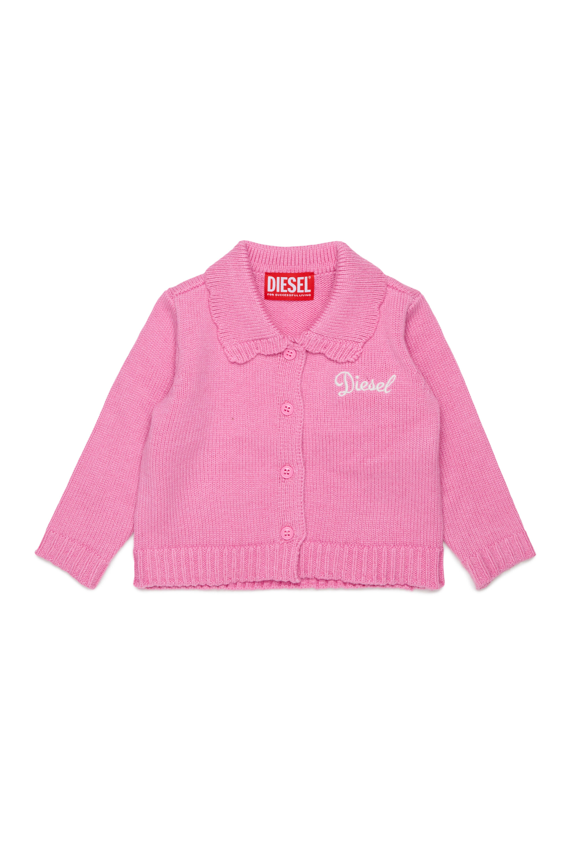Diesel - KSCALOB, Woman's Cashmere-enriched cardigan with scalloped collar in Pink - 1
