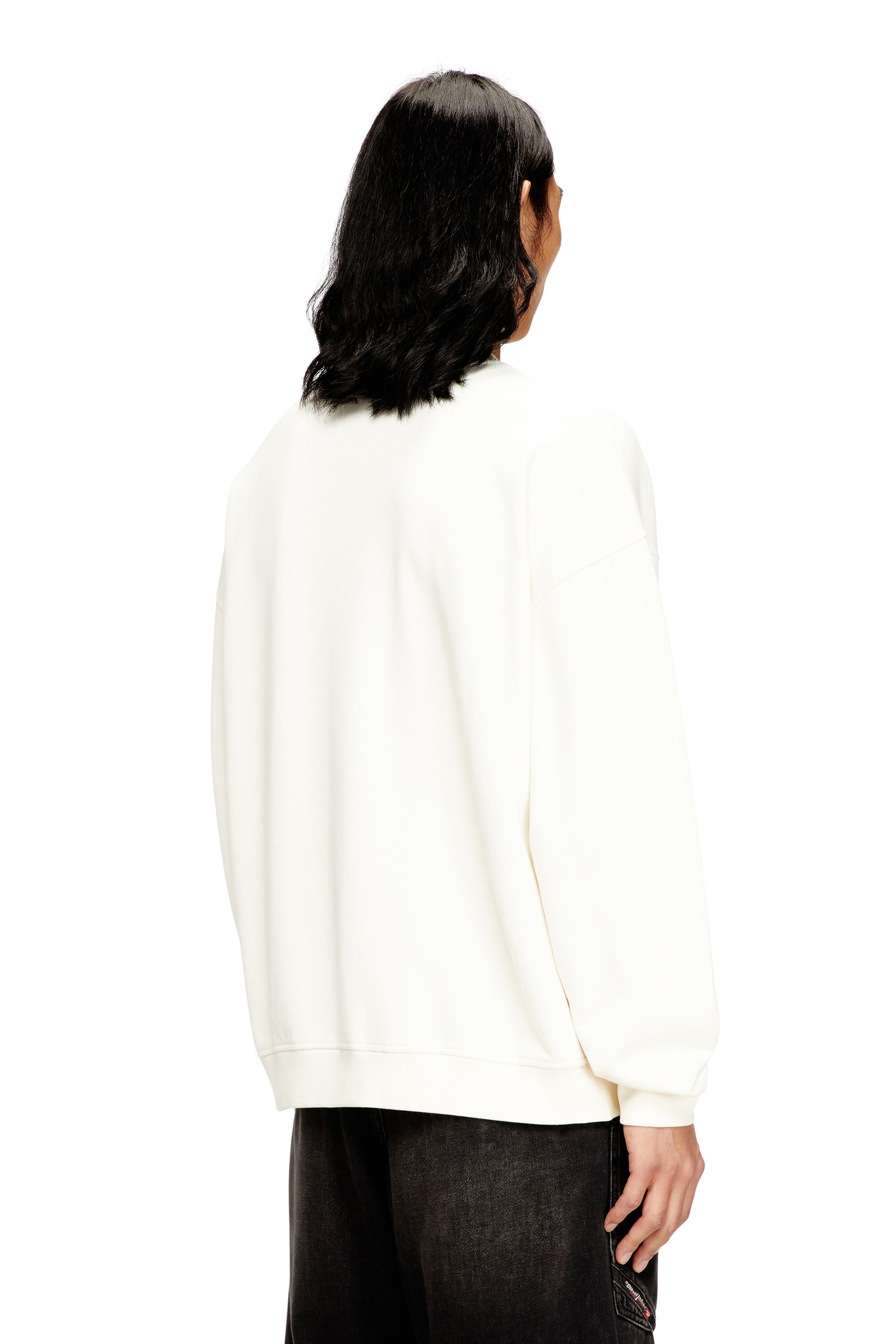 Diesel - S-BOXT-N5, Man's Sweatshirt with distressed flocked logo in White/Black - 4