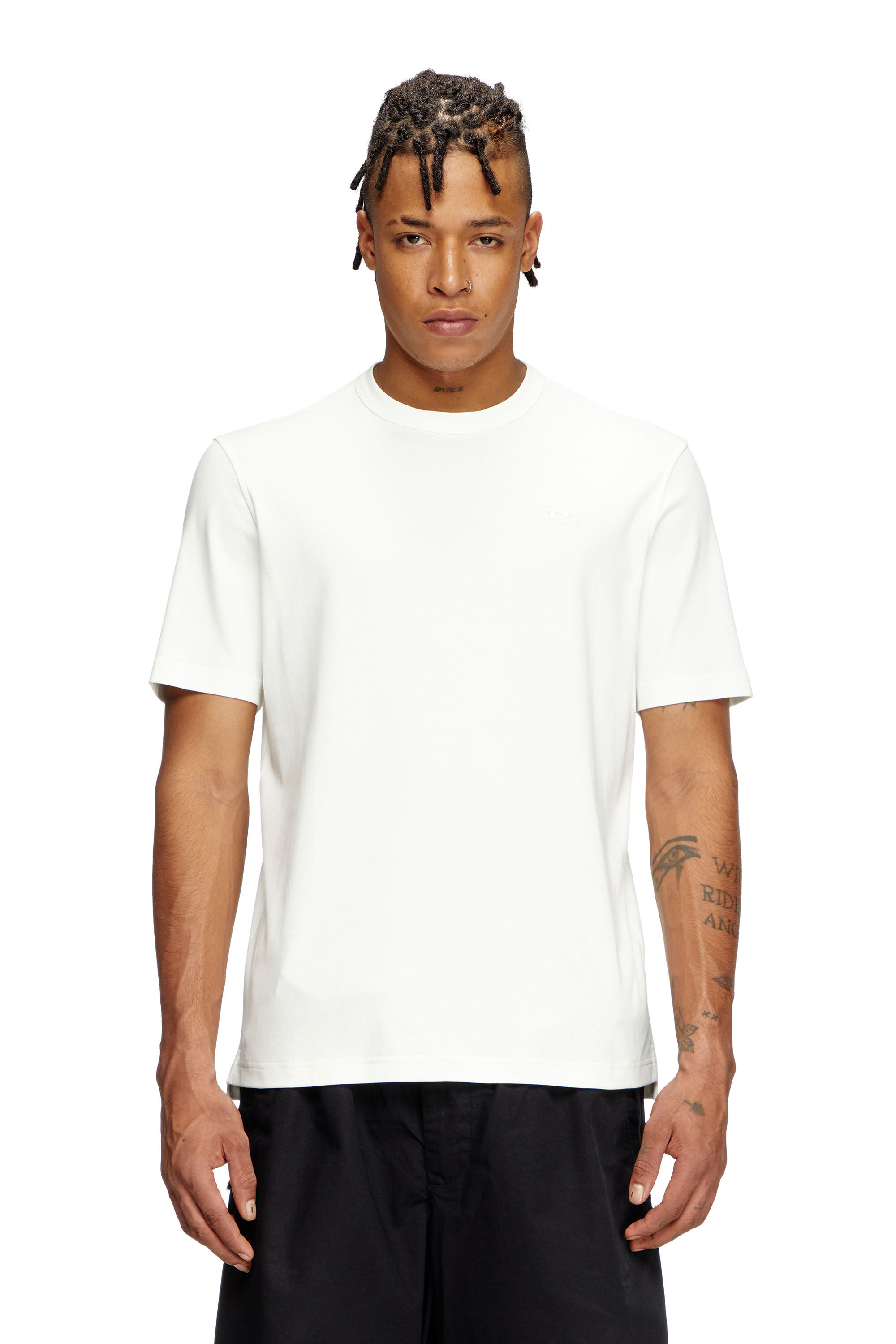 Men's T-shirt with tonal logo embroidery | White | Diesel