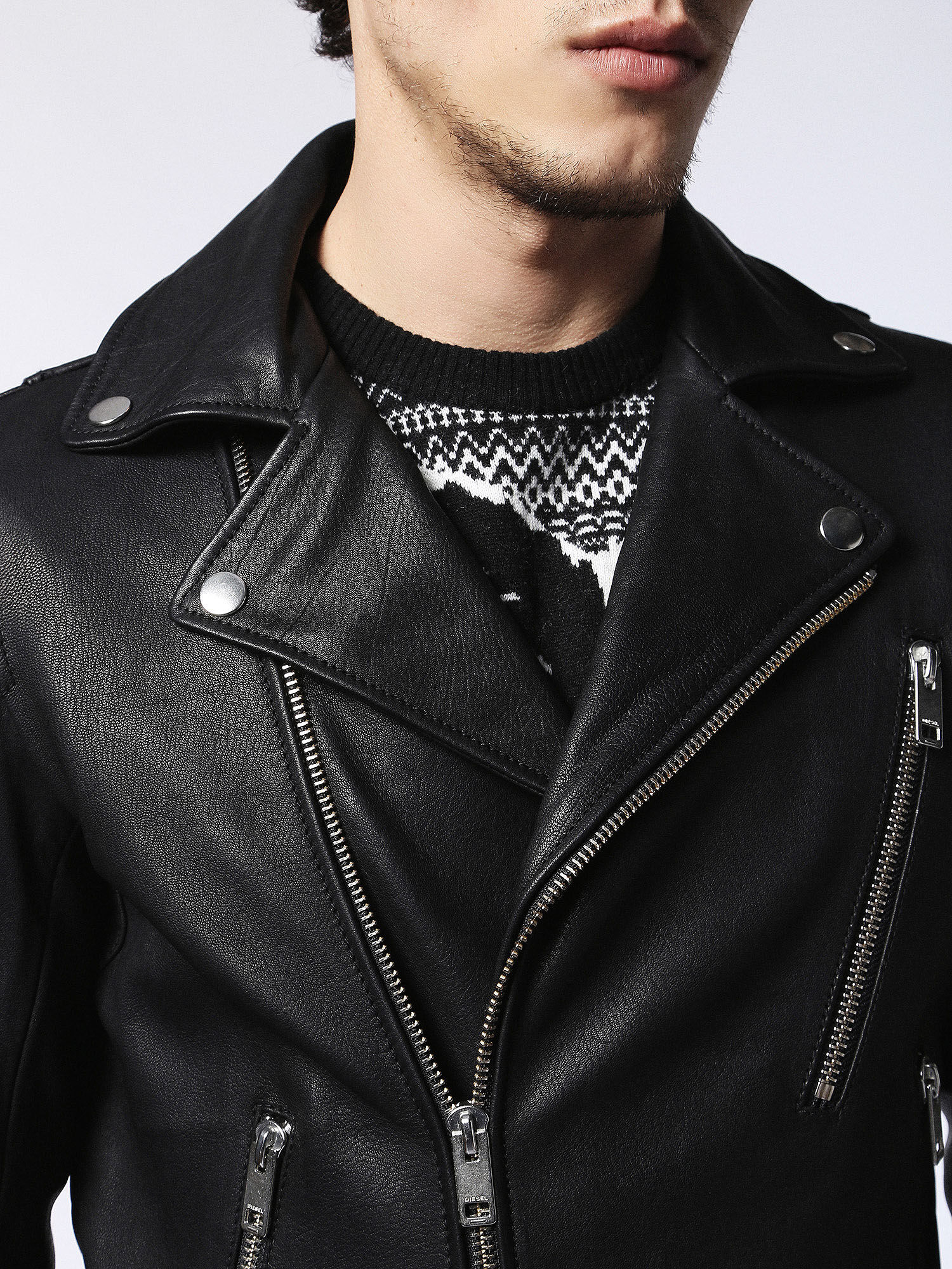 00SIYP0IAIV Leather jackets Man L-GIBSON-1 by Diesel Black 00SIYP0IAIV Leather jackets Man L-GIBSON-1 by Diesel Black