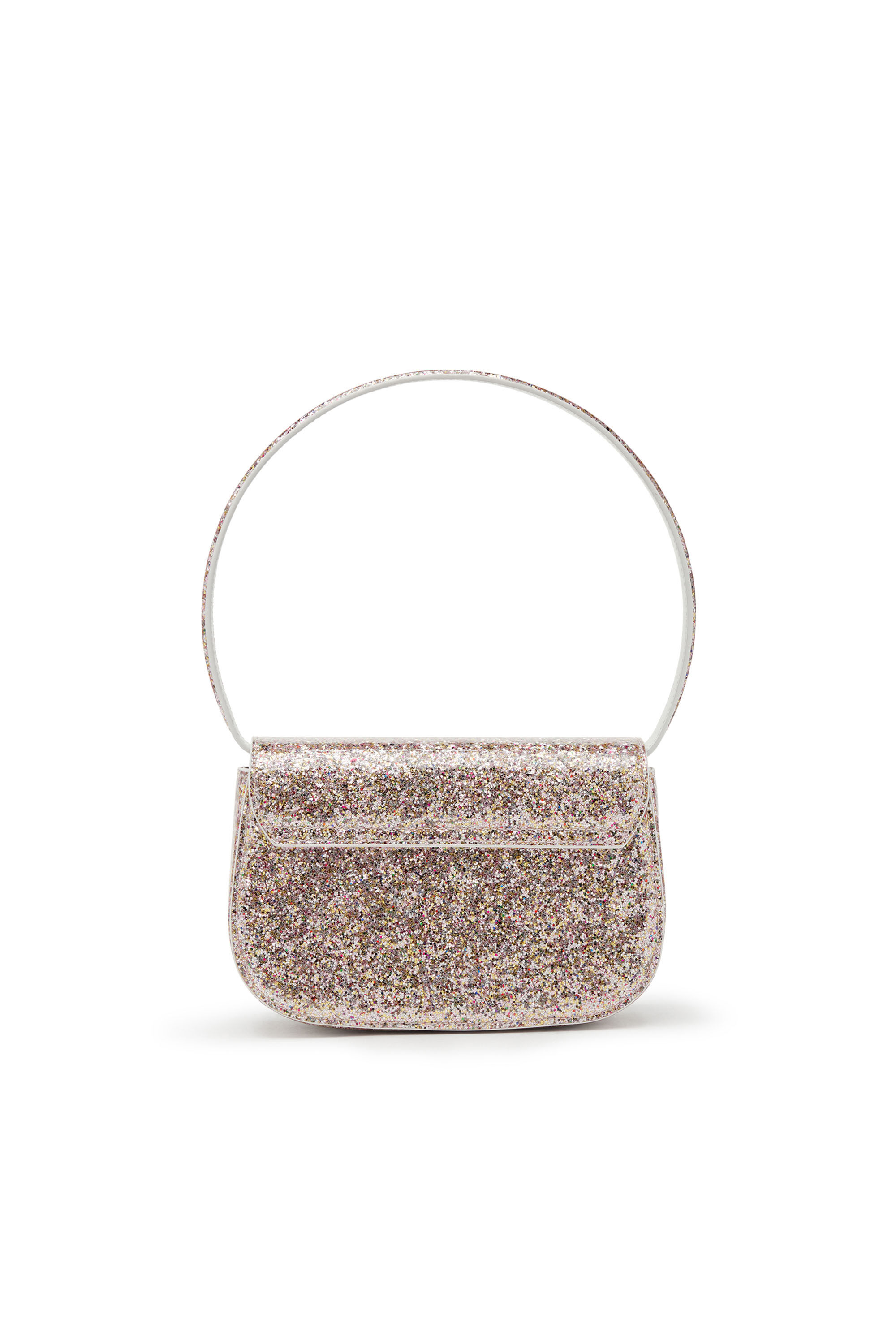 Women s 1DR Iconic shoulder bag with macro glitter Pink Diesel