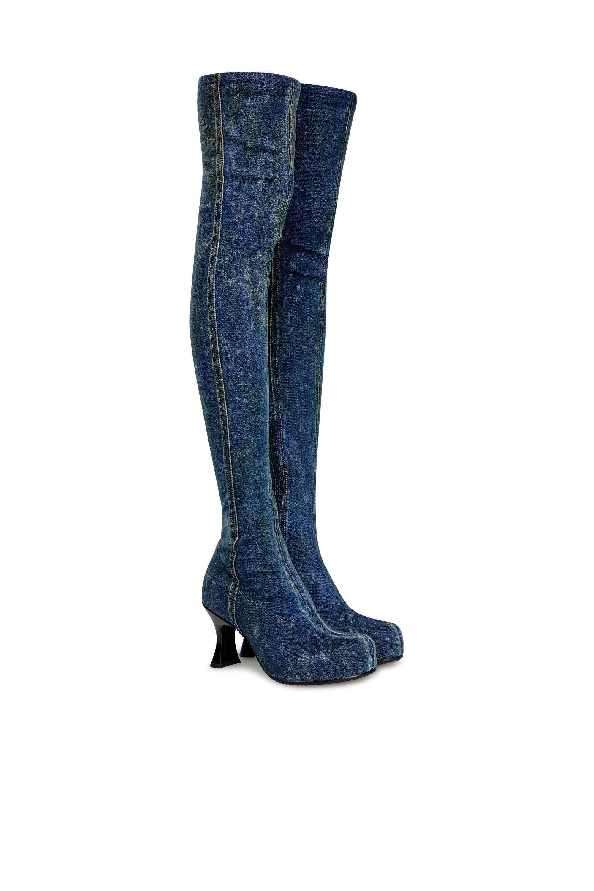 Thigh high denim boots cheap