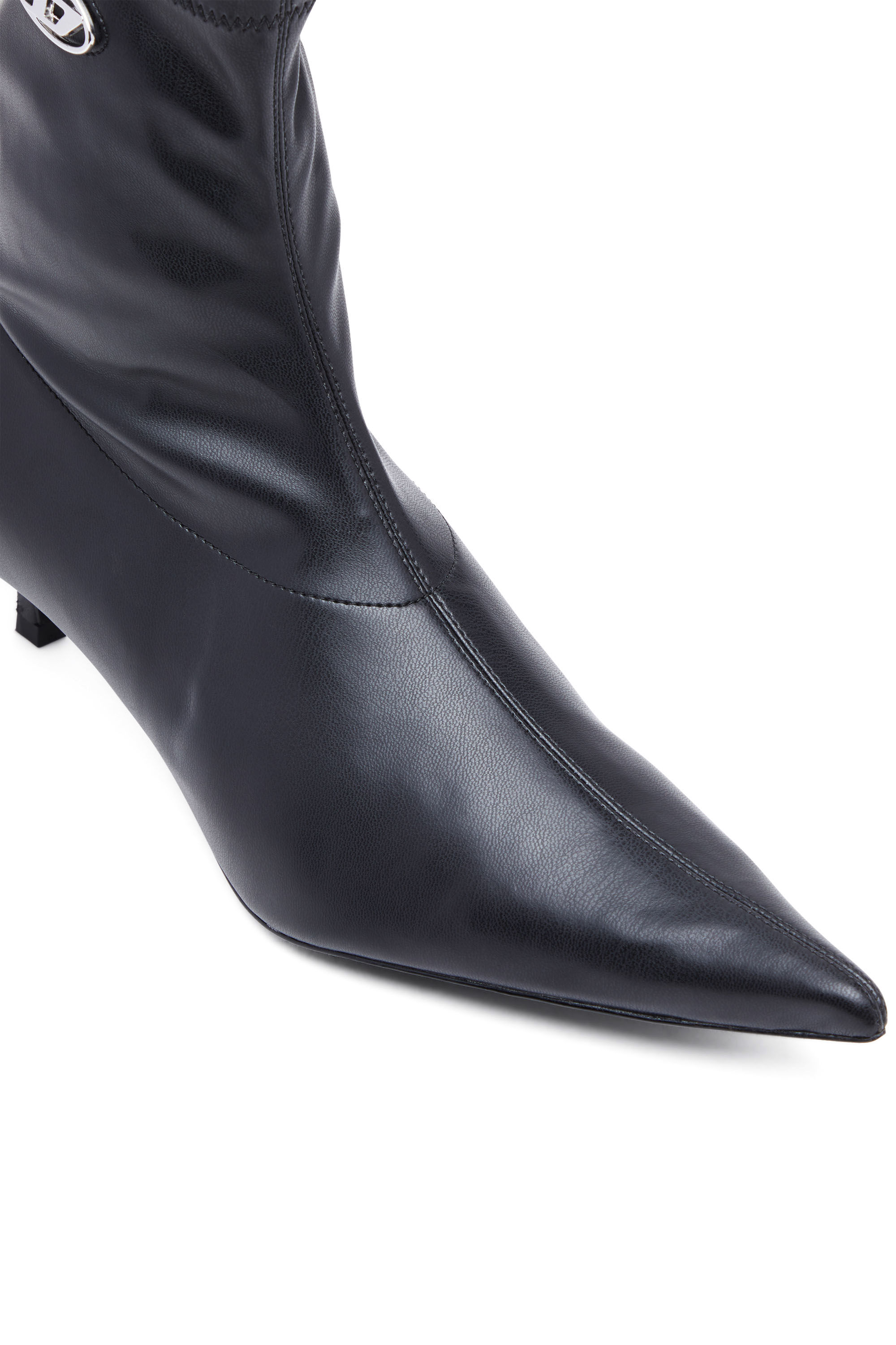 Black leather kitten heel ankle cheap boots