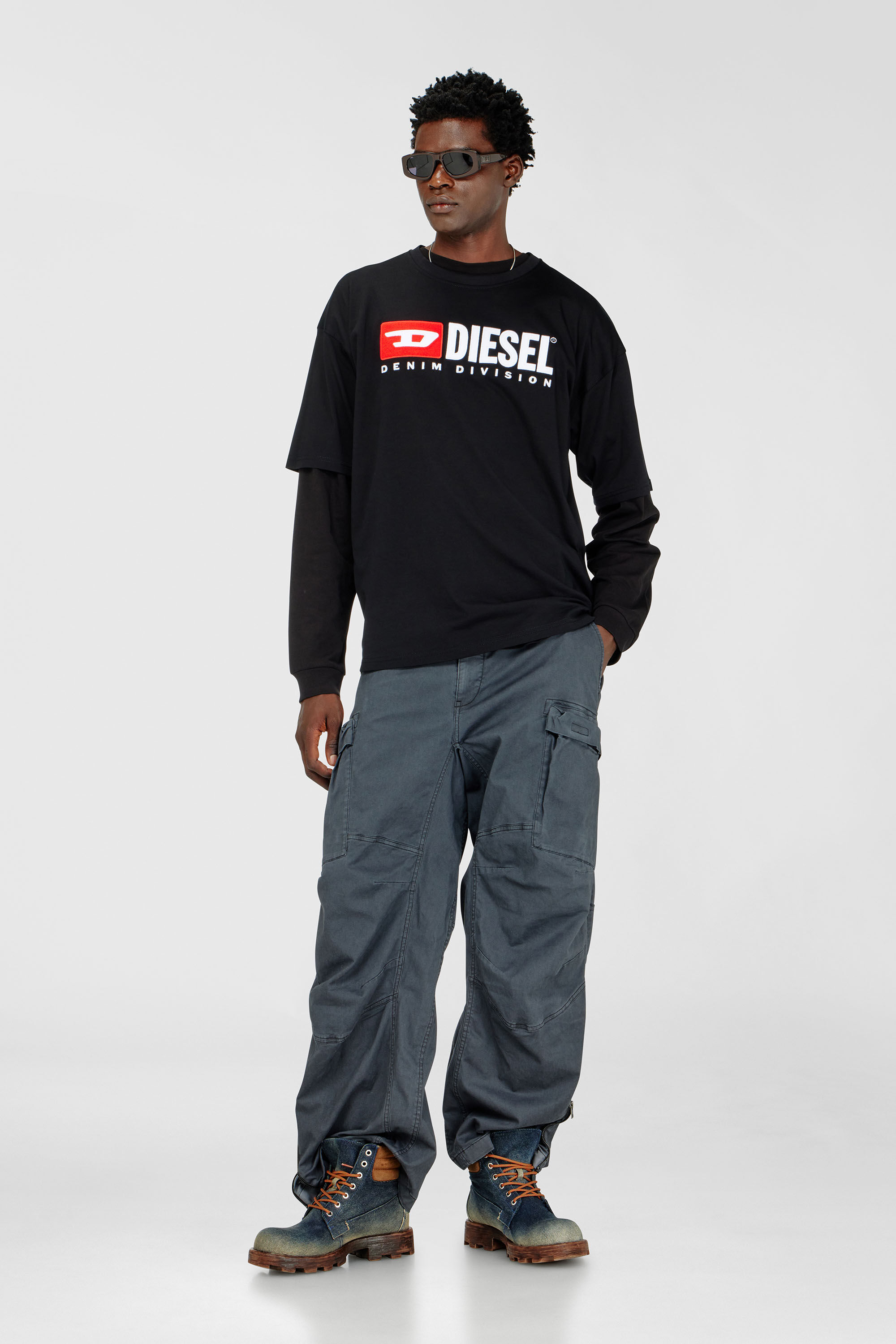 Men's T-shirt with Diesel patch logo | Black | Diesel GB