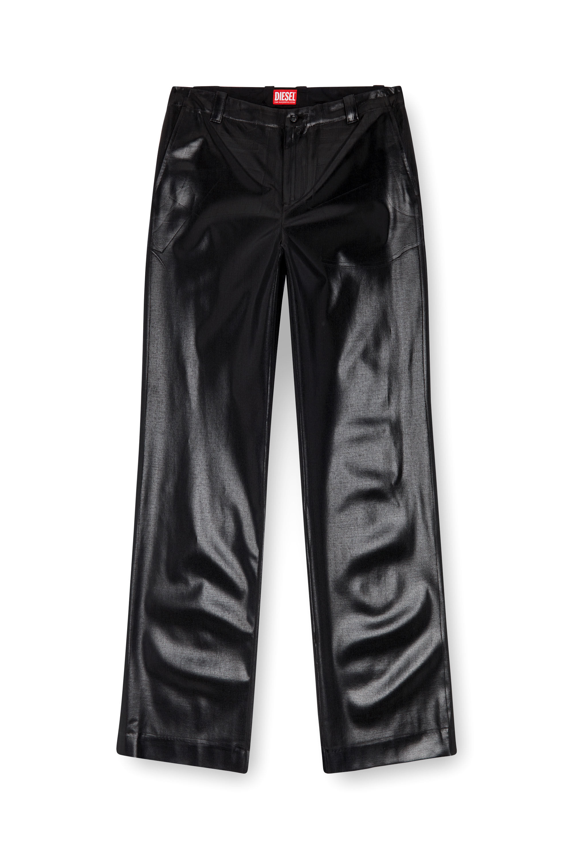 Men s Pinstripe pants with coated front Black Diesel