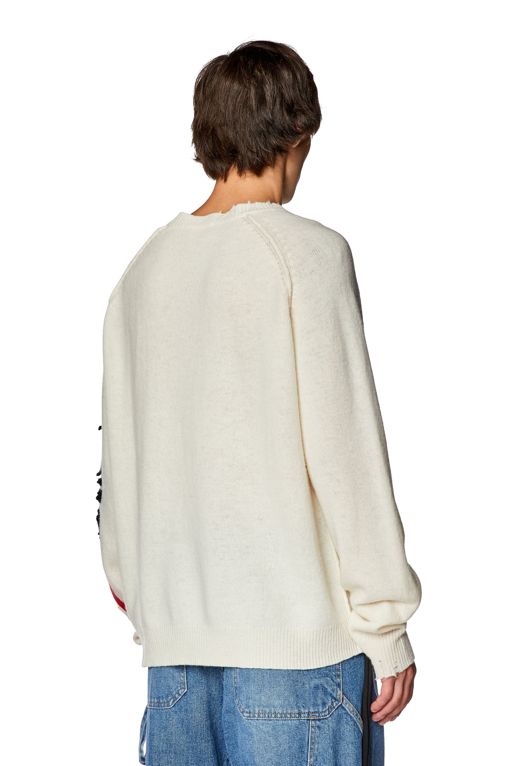 Diesel - K-SARIA, Man Wool sweater with cut-up logo in White - Image 4