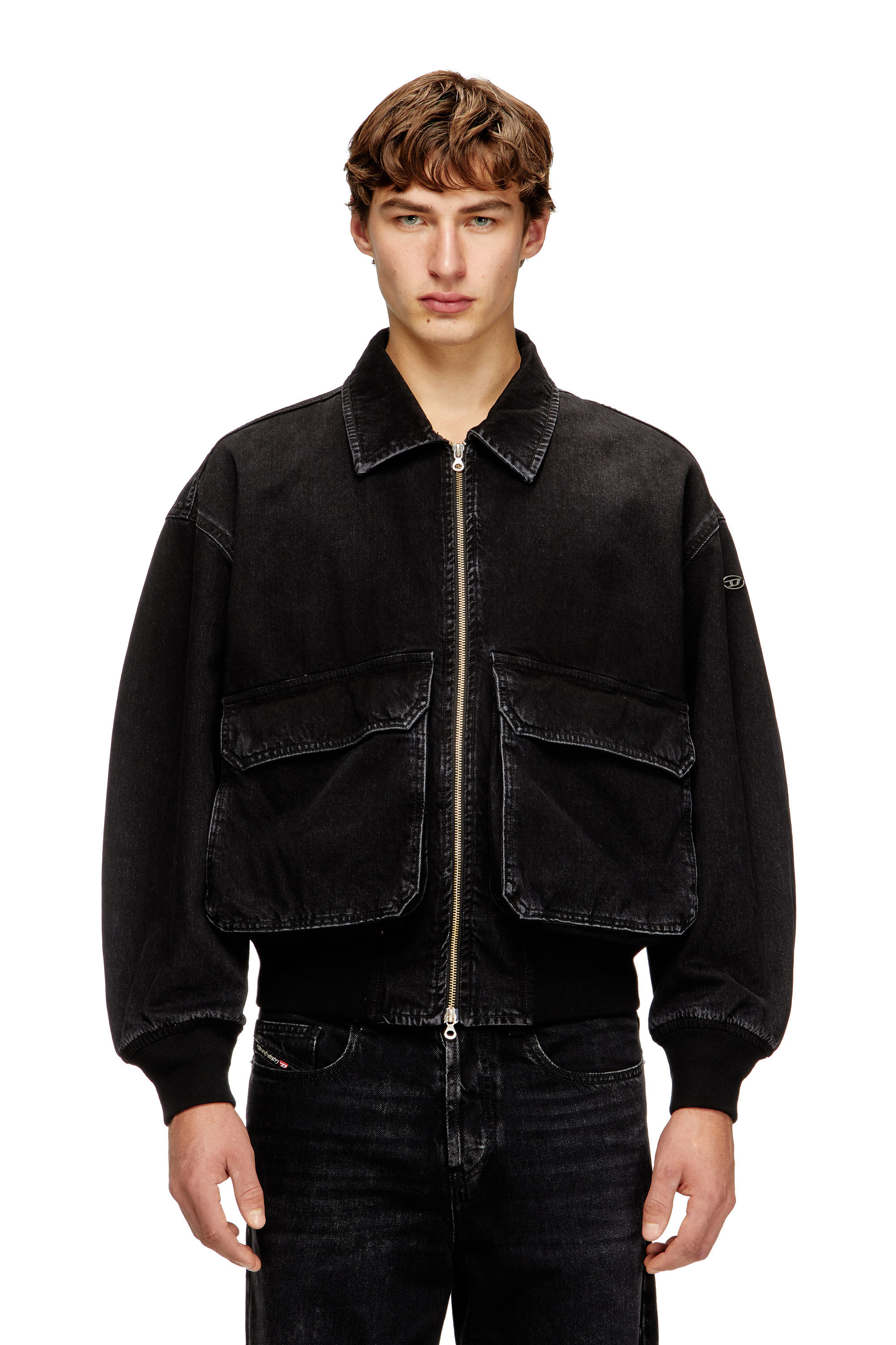 ジャケット・アウター DIESEL opium darkwear fade riders jacket Women's Jacket in batavia-weave denim | Black | Diesel