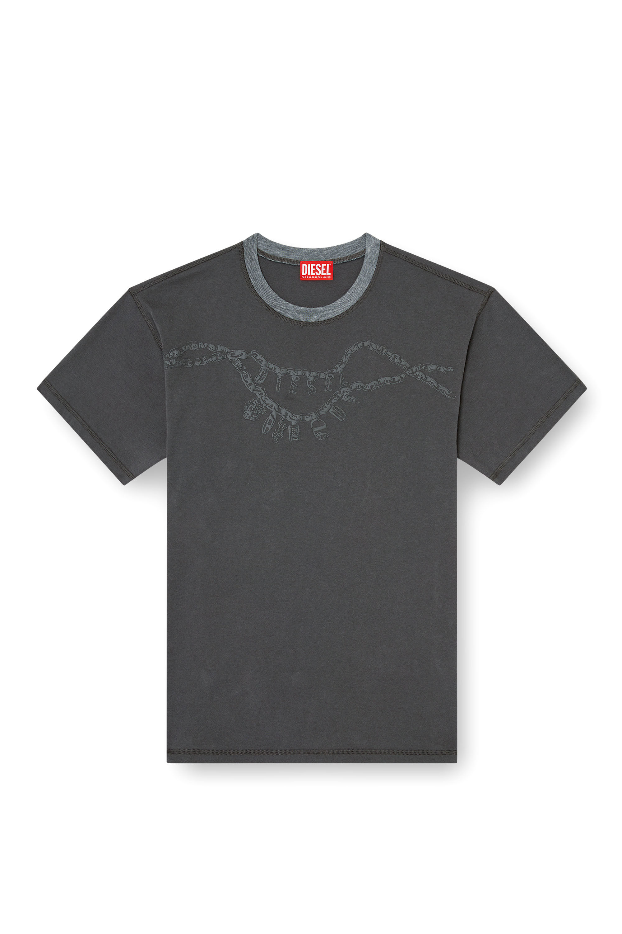 Diesel - T-NORM-HOSHI, Unisex's T-shirt with charm necklace print in Dark grey - 2