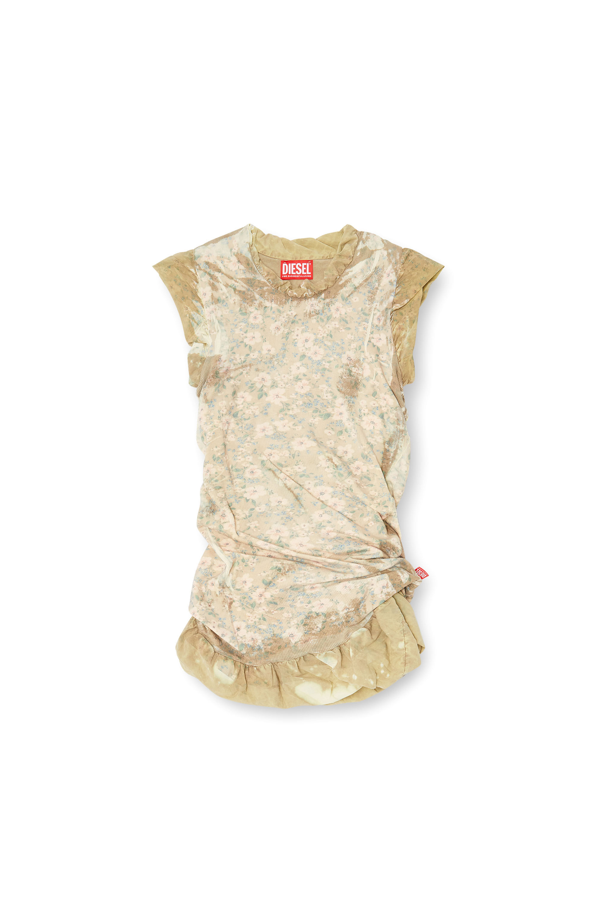 Women's Layered top with bleached effect | Green | Diesel