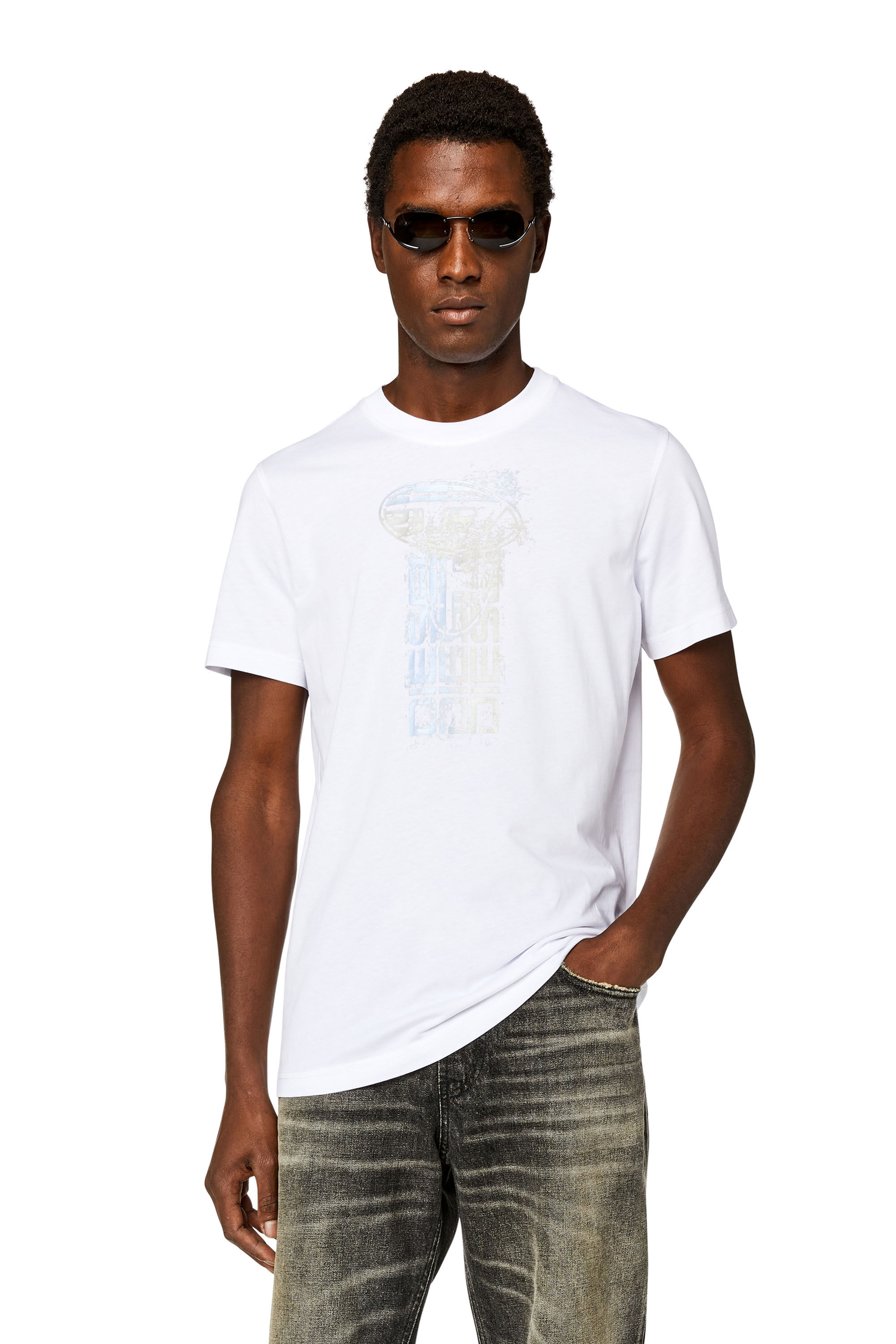 Men s T shirt with metallic logos T DIEGOR K68 Diesel