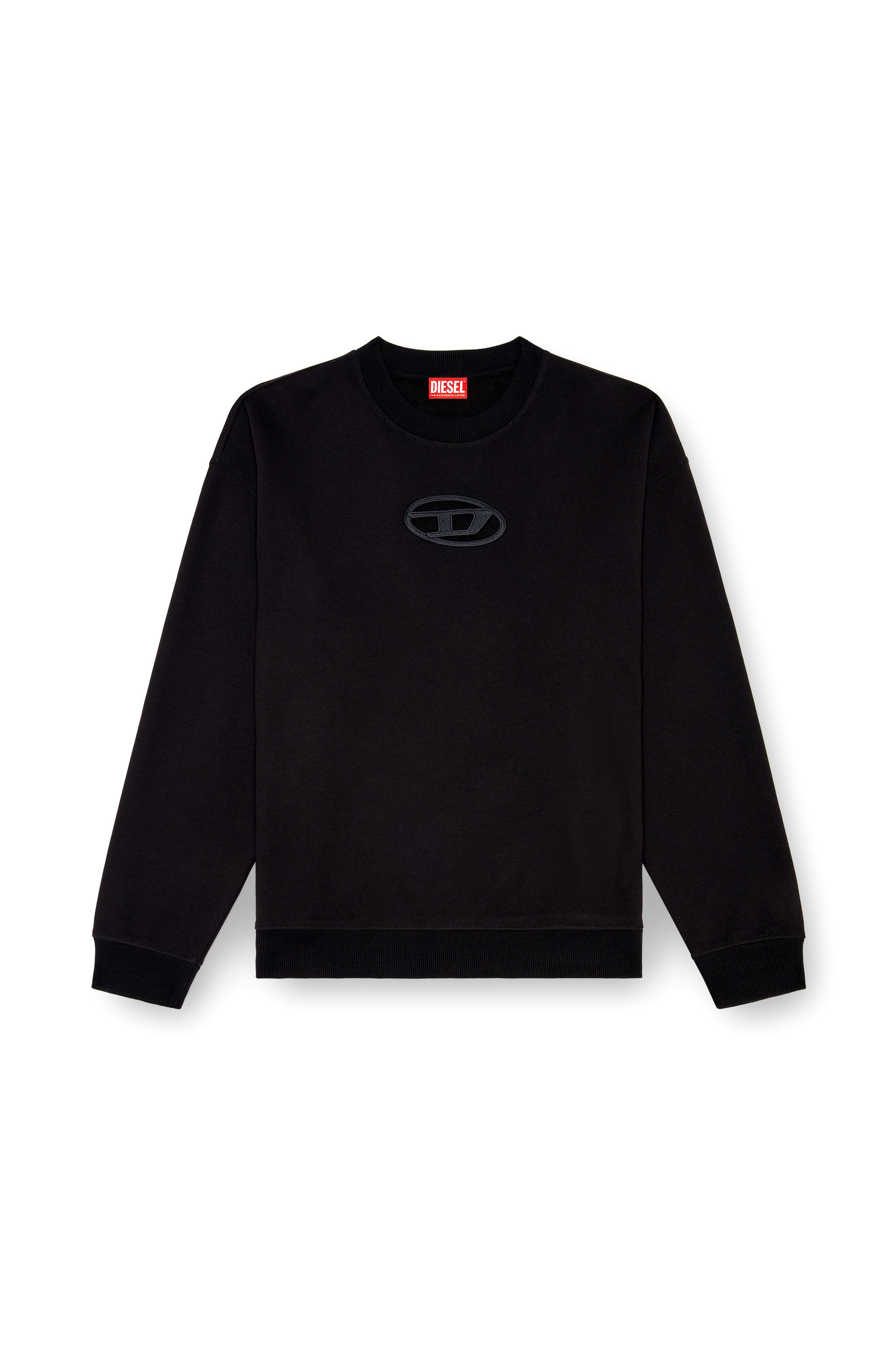Men s Sweatshirt with cut out Oval D logo Black Diesel