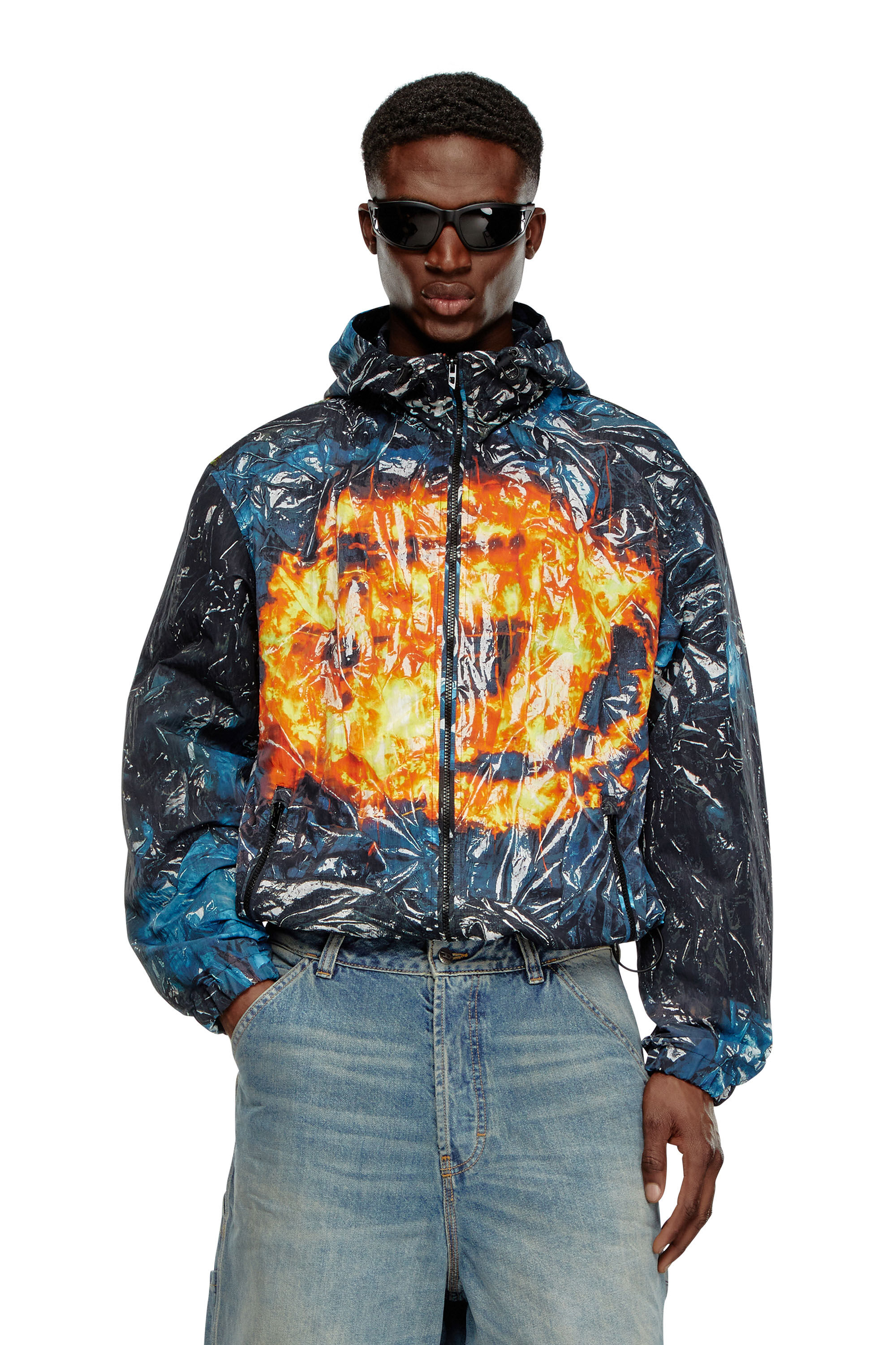 Black and orange windbreaker best sale