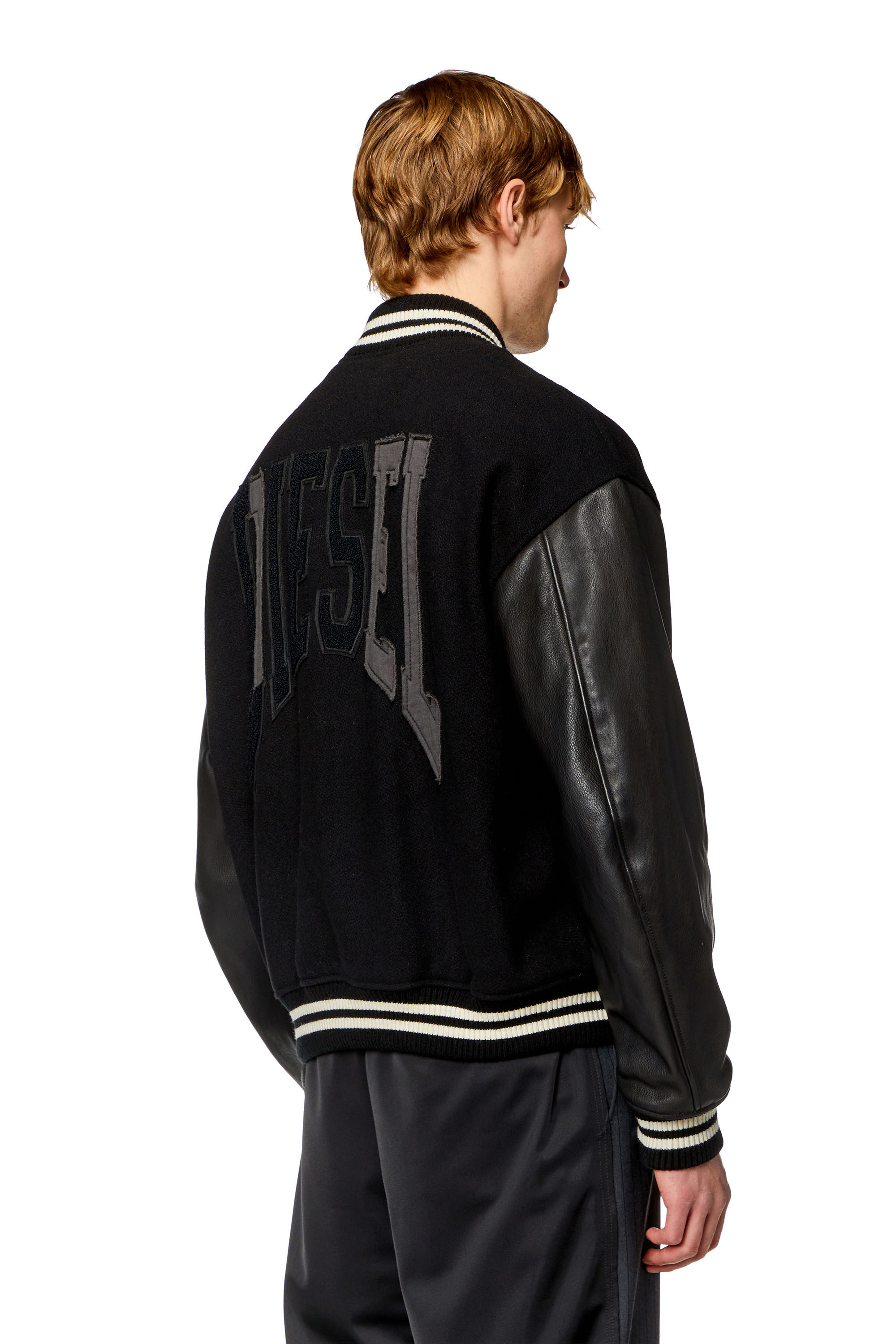 Men s Varsity bomber jacket in wool and leather L FRANZ PATCH Diesel
