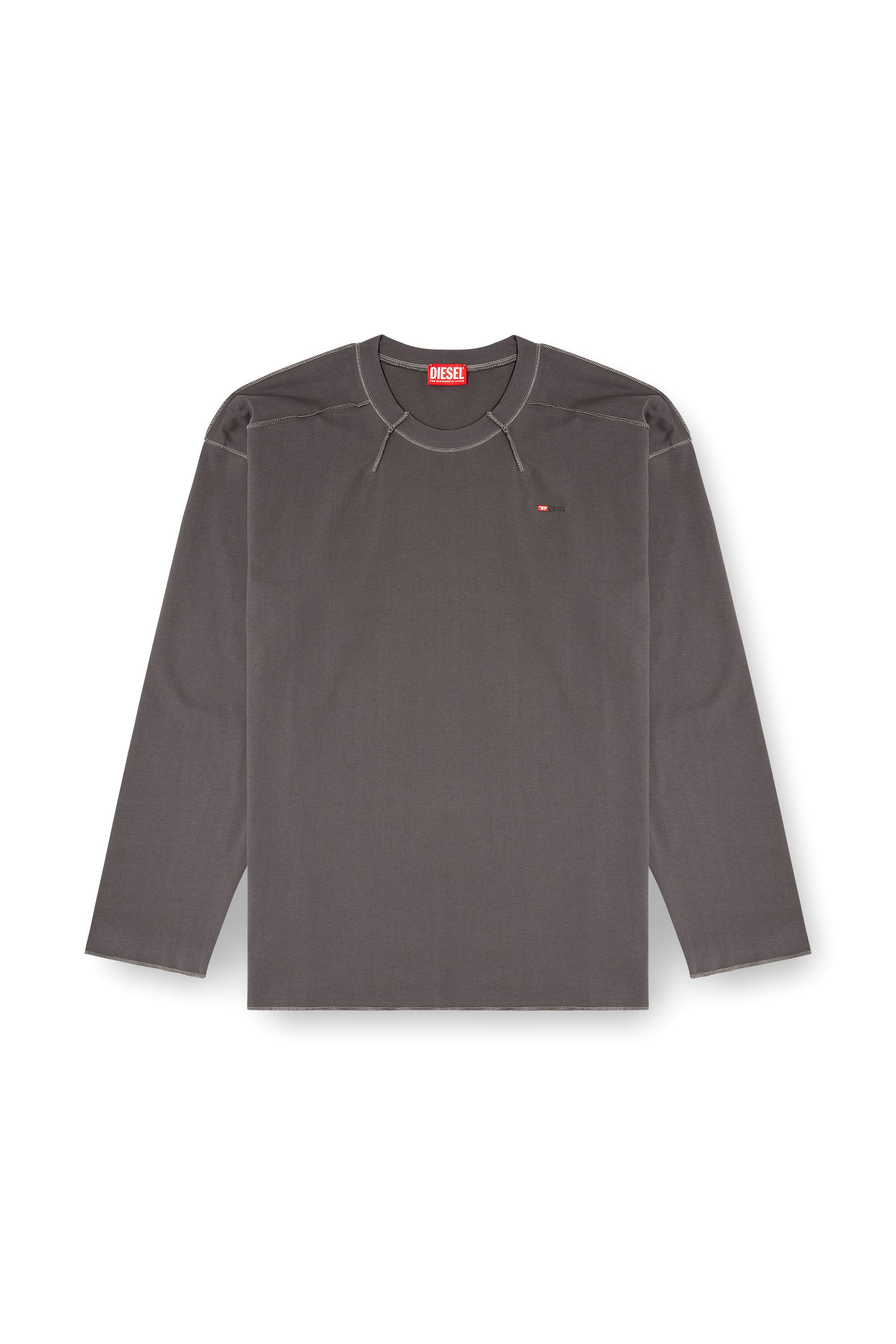 Diesel - T-CRAHOR-BOXT-LS-T1, Man's Cotton T-shirt in Grey - 2