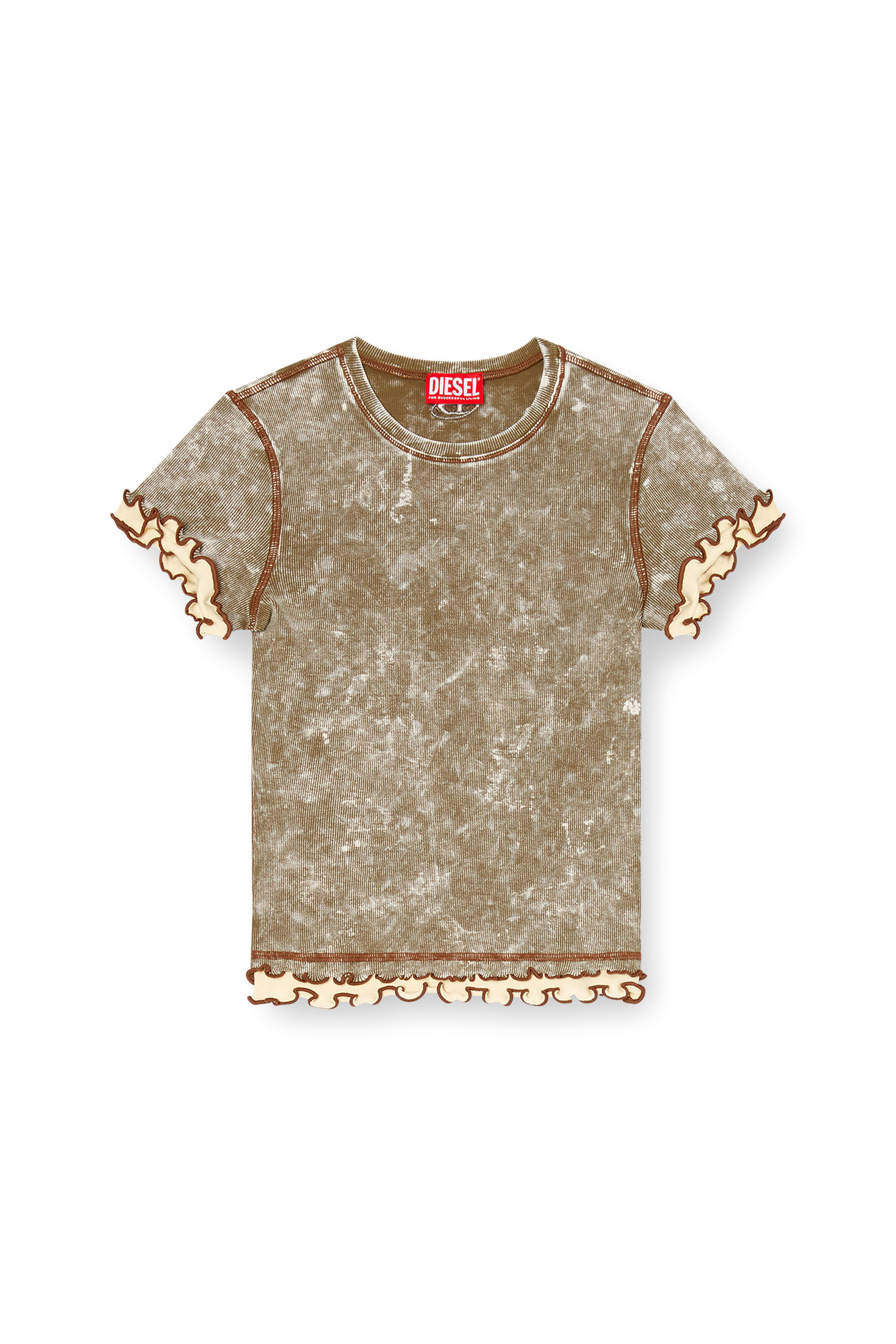 ★DIESEL★ T Flu T-shirt Olive A166570JQAT5AFA A166570JQAT5A Women's Marble-effect T-shirt in stretch jersey | Green | Diesel