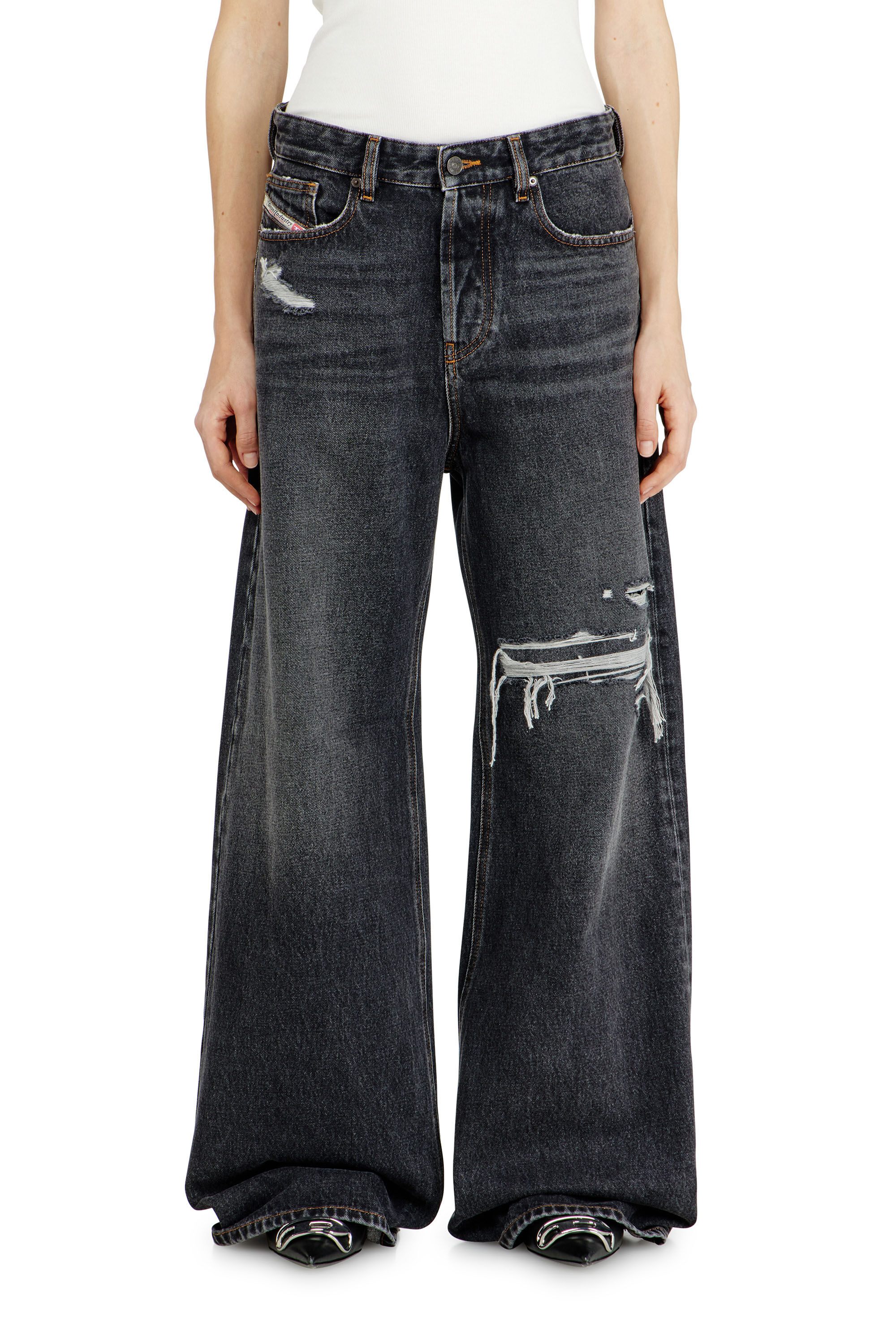 パンツ diesel 1996 D-sire w26 1996 D-Sire Woman: Relaxed Black/Dark grey Baggy Jeans | Diesel