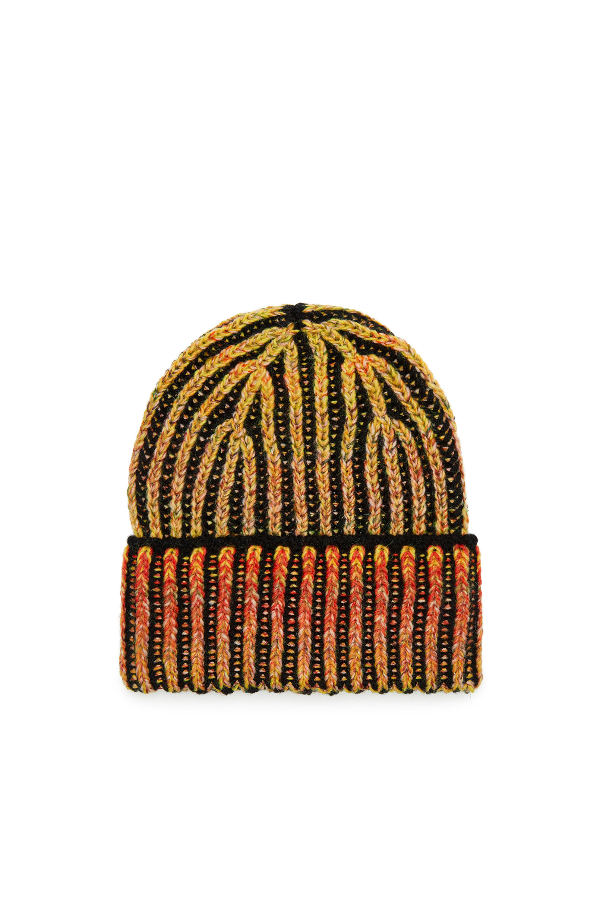 Women's Ribbed beanie with dégradé neon stripes | Multicolor | Diesel