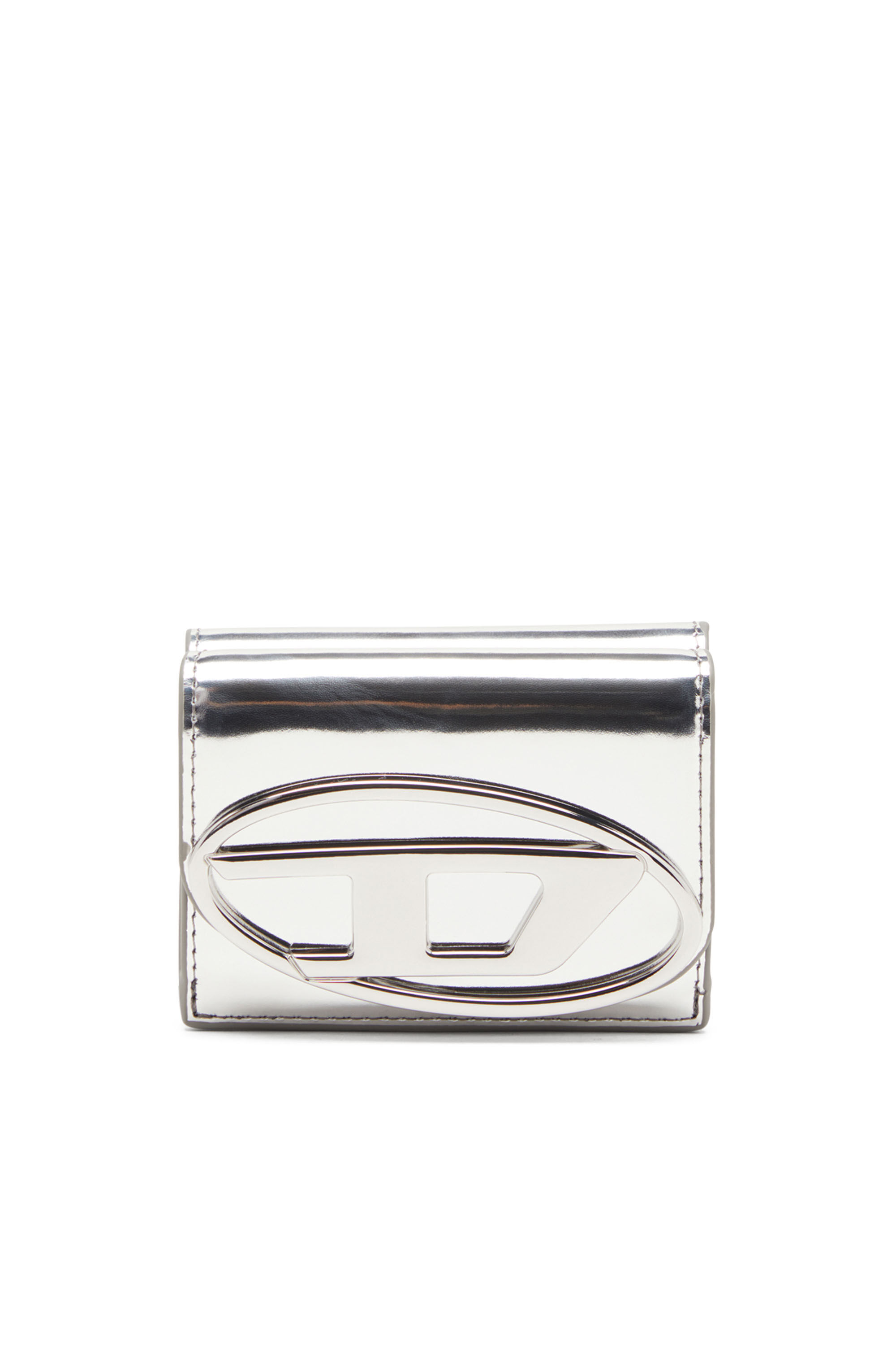 Women's Tri-fold wallet in mirrored leather | Silver | Diesel