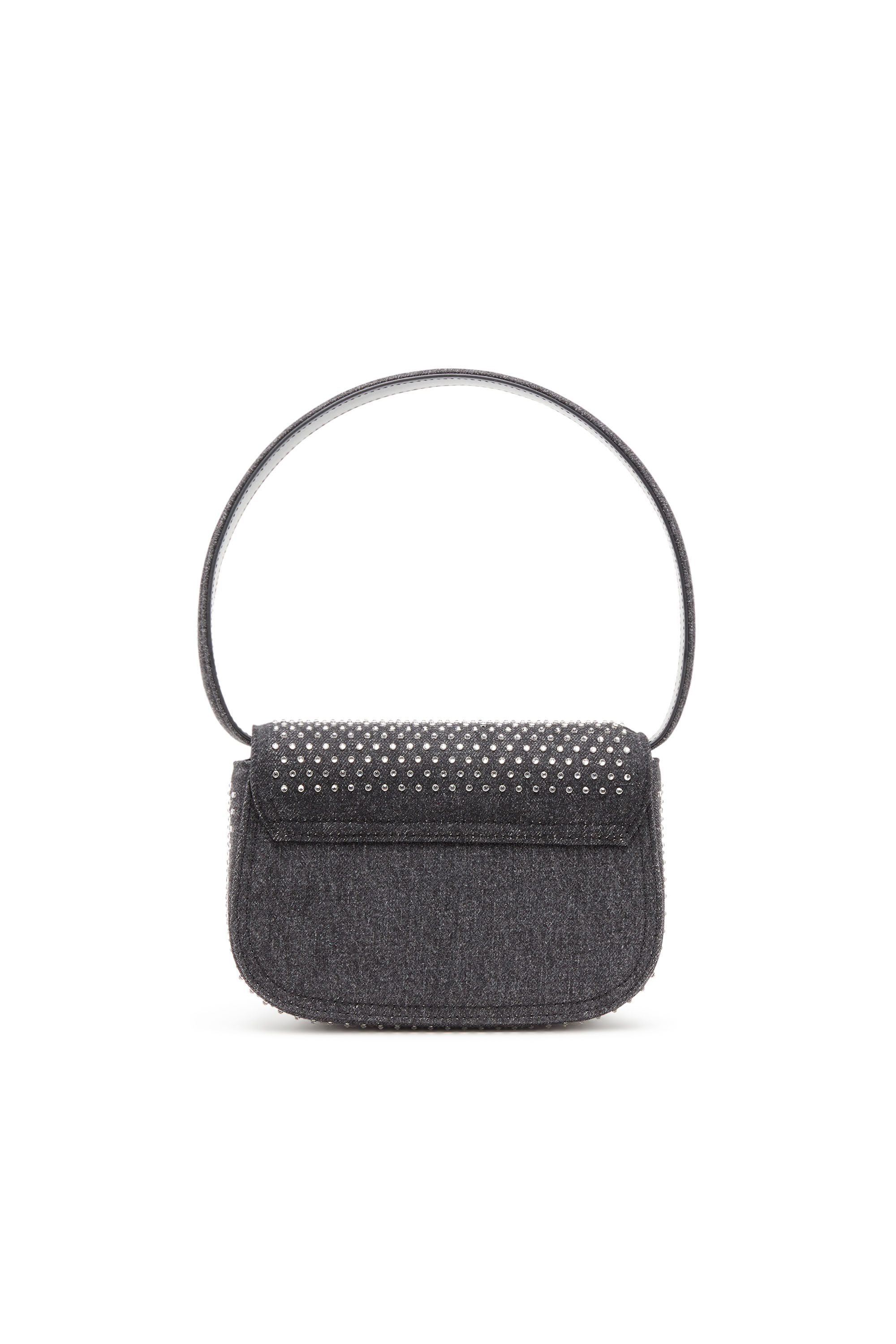 Women s 1DR Iconic shoulder bag in denim and crystals Black Diesel
