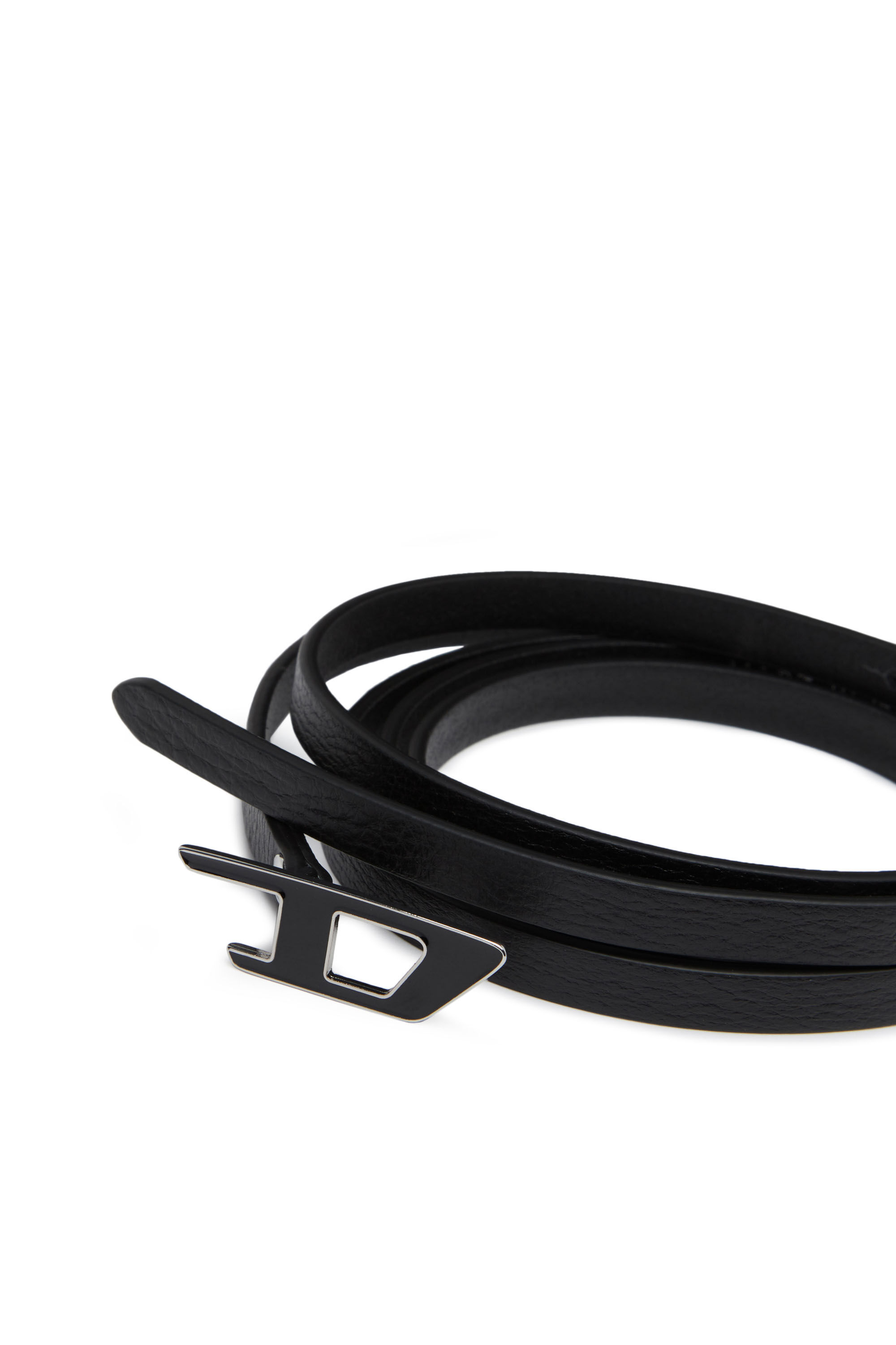 Diesel - B-DLOGO 10, Woman Slim double-wrap leather belt in Black - Image 3