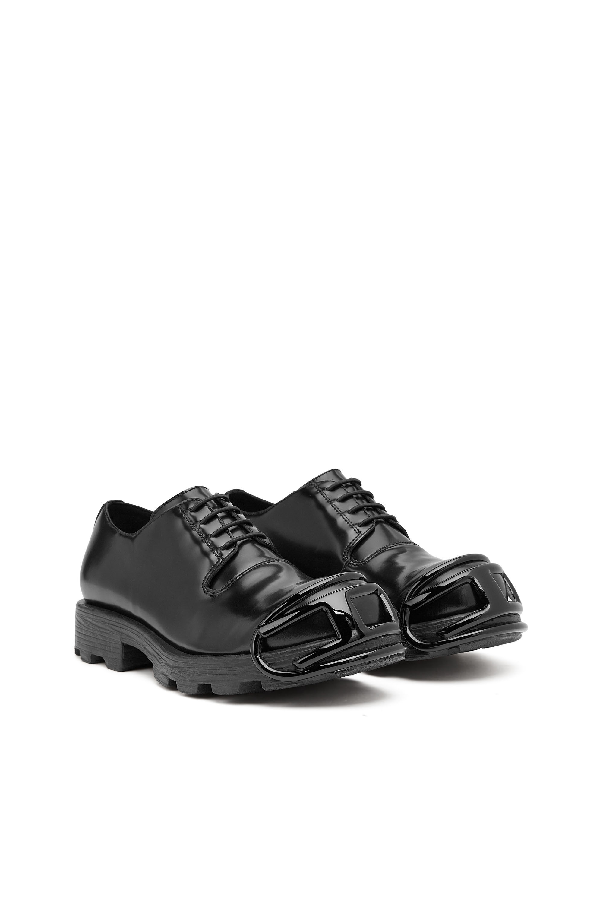 Diesel - D-HAMMER SO D, Man D-Hammer-Leather lace-up shoes with oval D toe cap in Black - Image 2