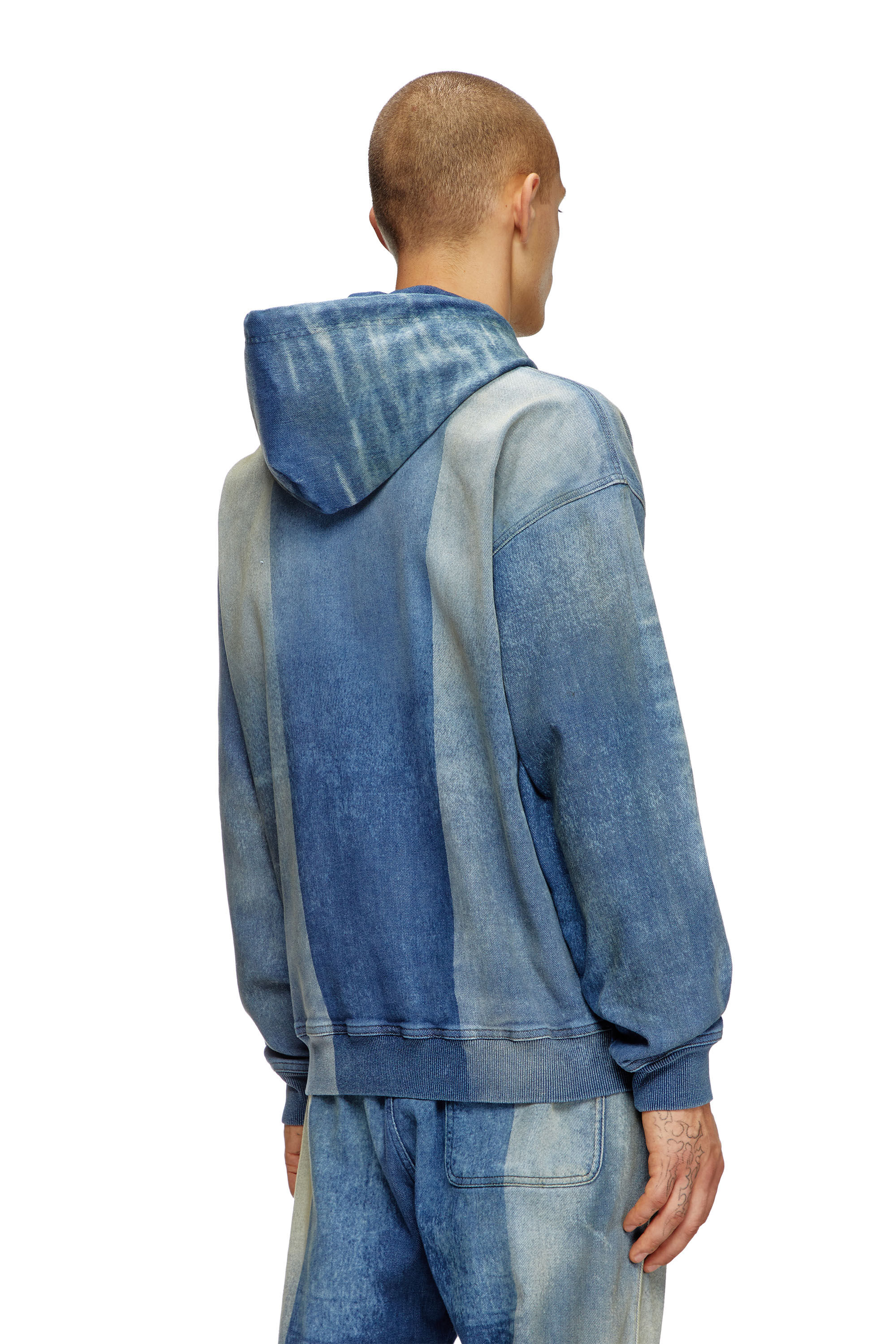 Denim hooded sweatshirt outlet