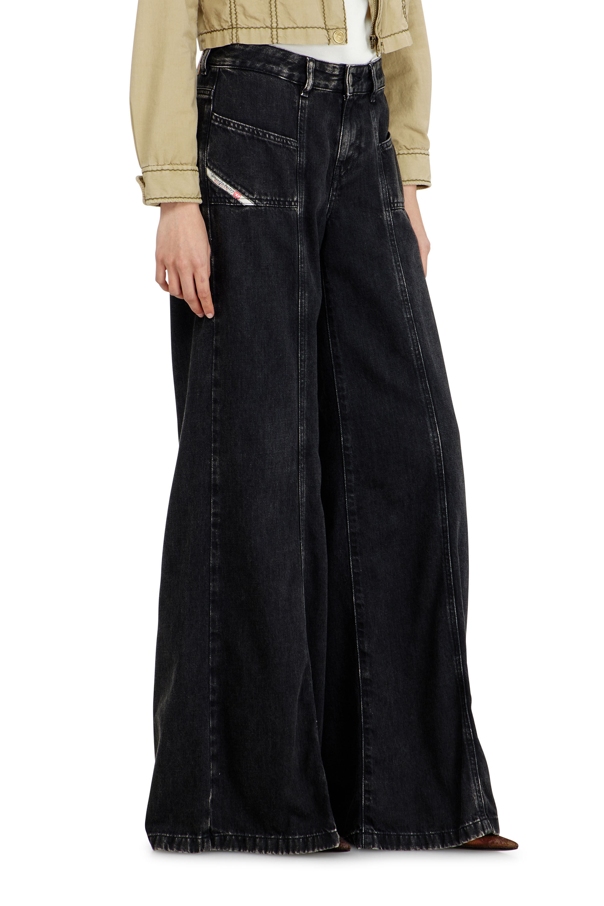 Women's Flare Jeans | Black/Dark grey | Diesel D-Akii