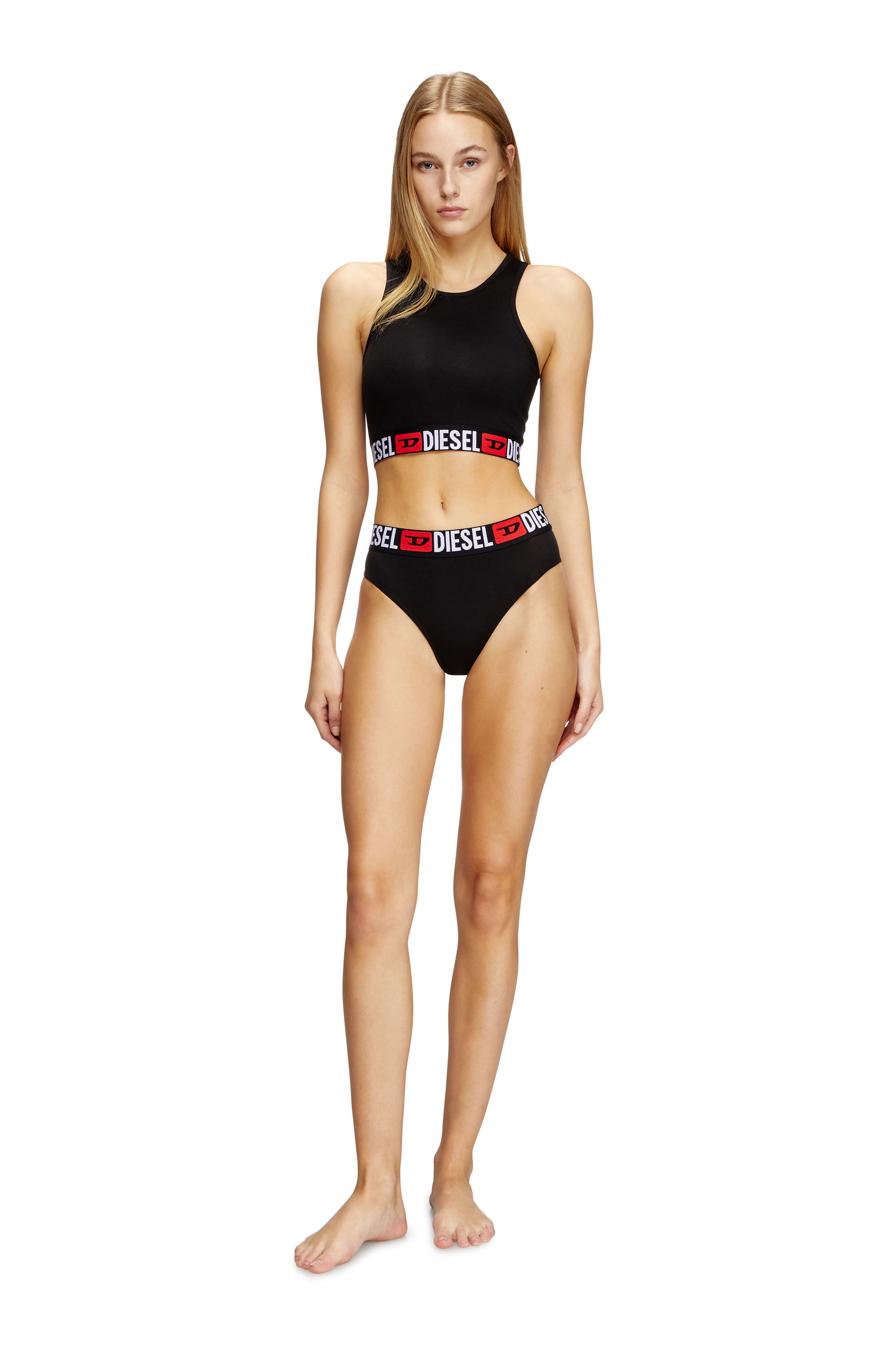 Women's Three-pack briefs with maxi-logo waist | Black | Diesel