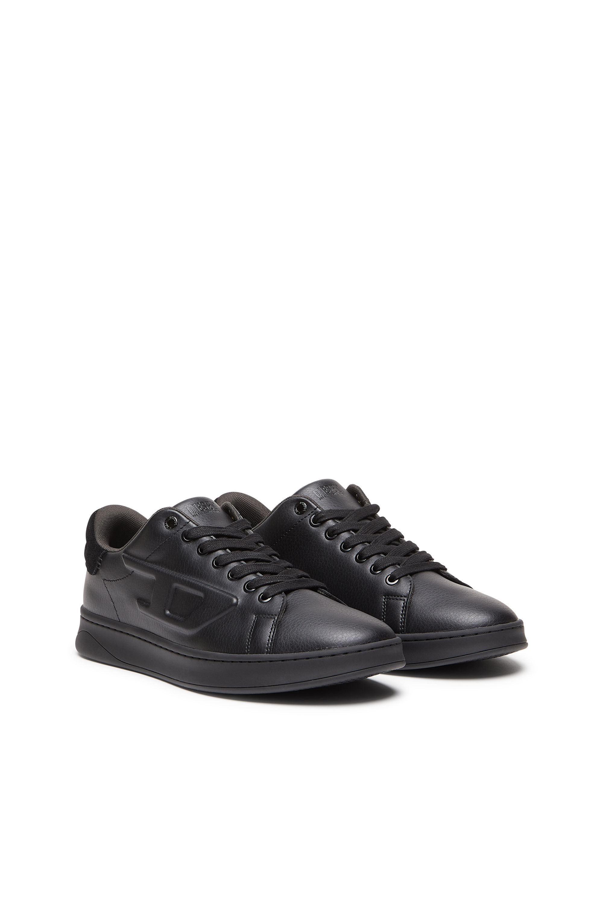 Diesel black leather sneakers on sale