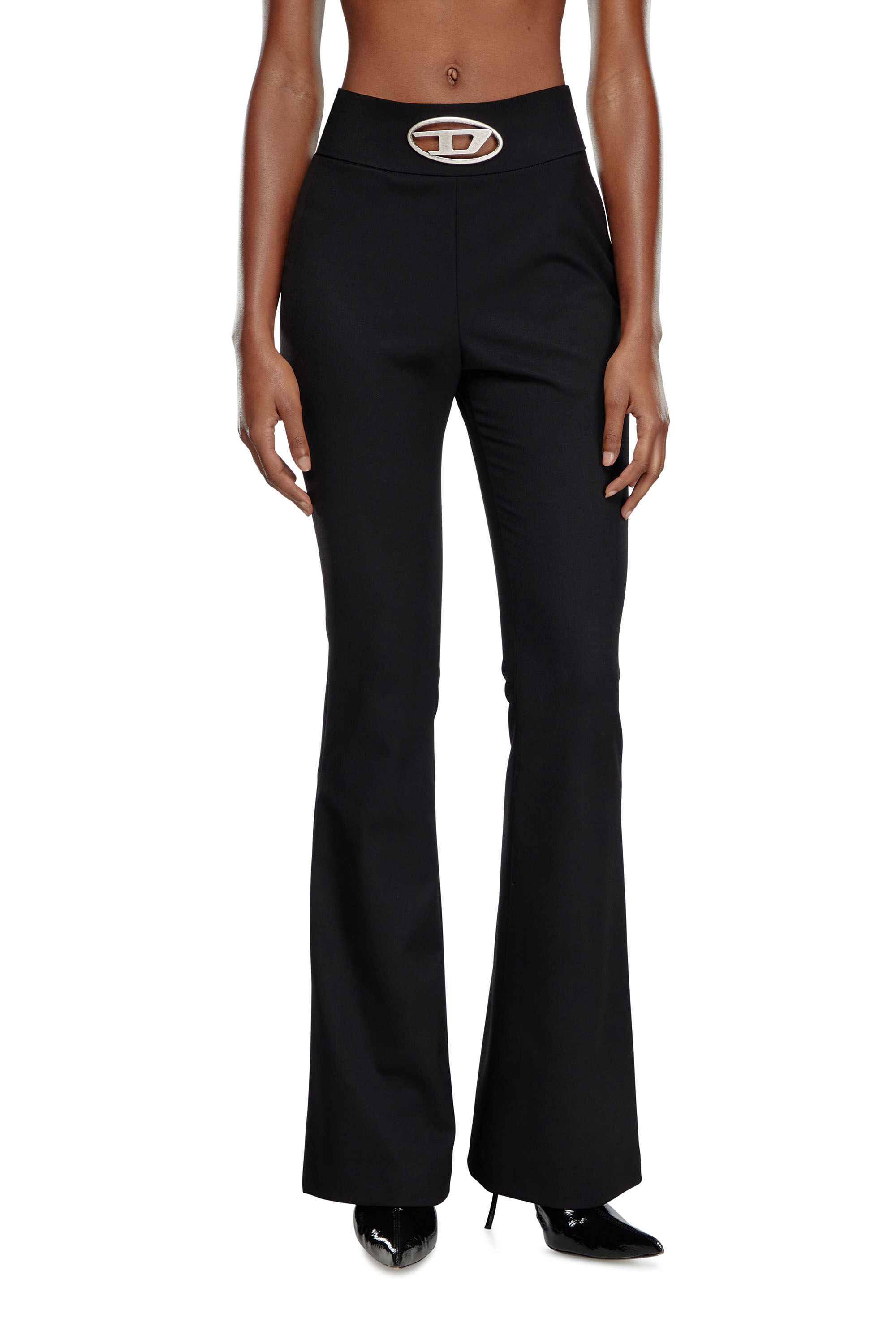 Women's Twill pants with metal Oval D plaque | Black | Diesel