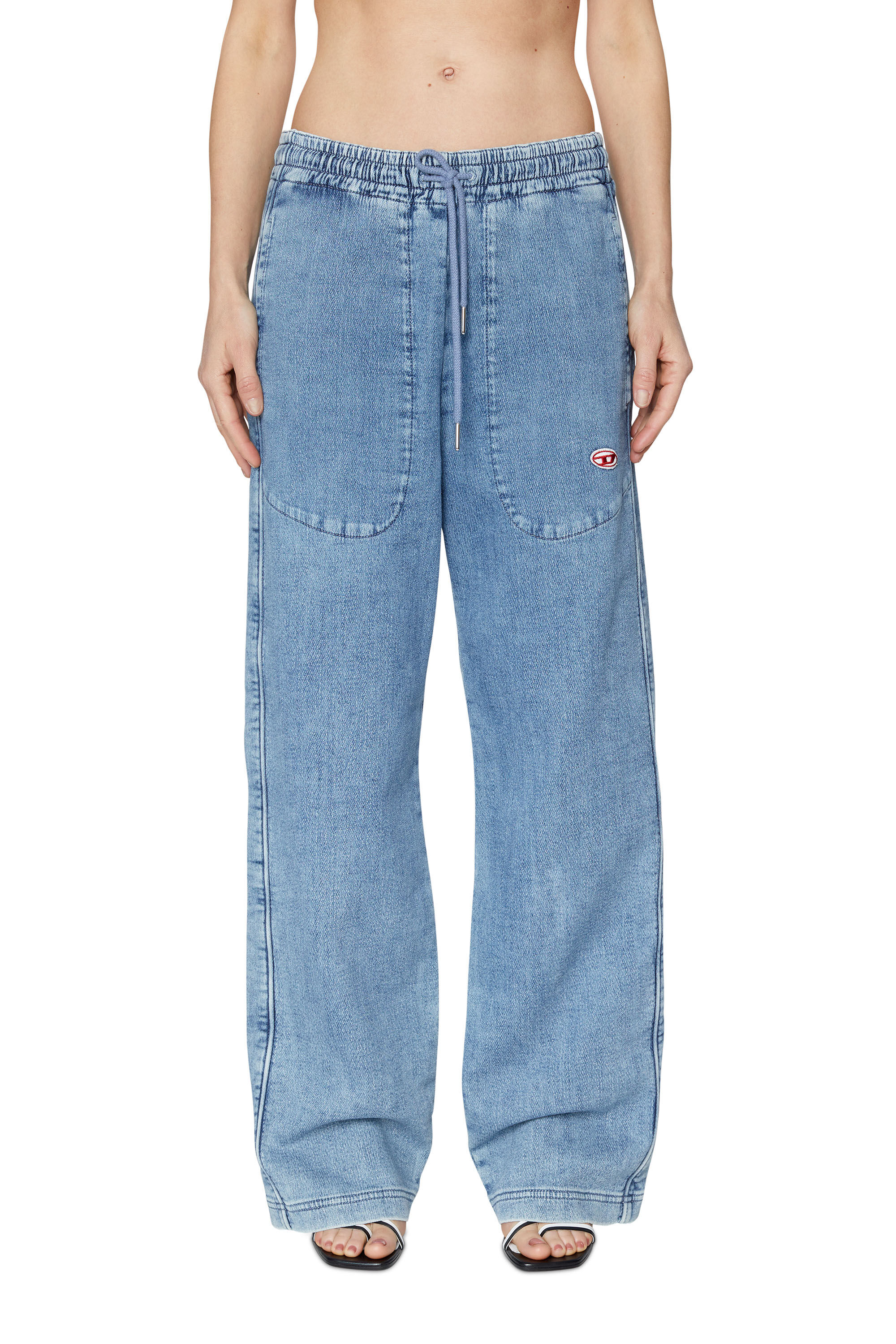 D MARTIANS TRACK DENIM Woman Straight light blue Jeans Diesel